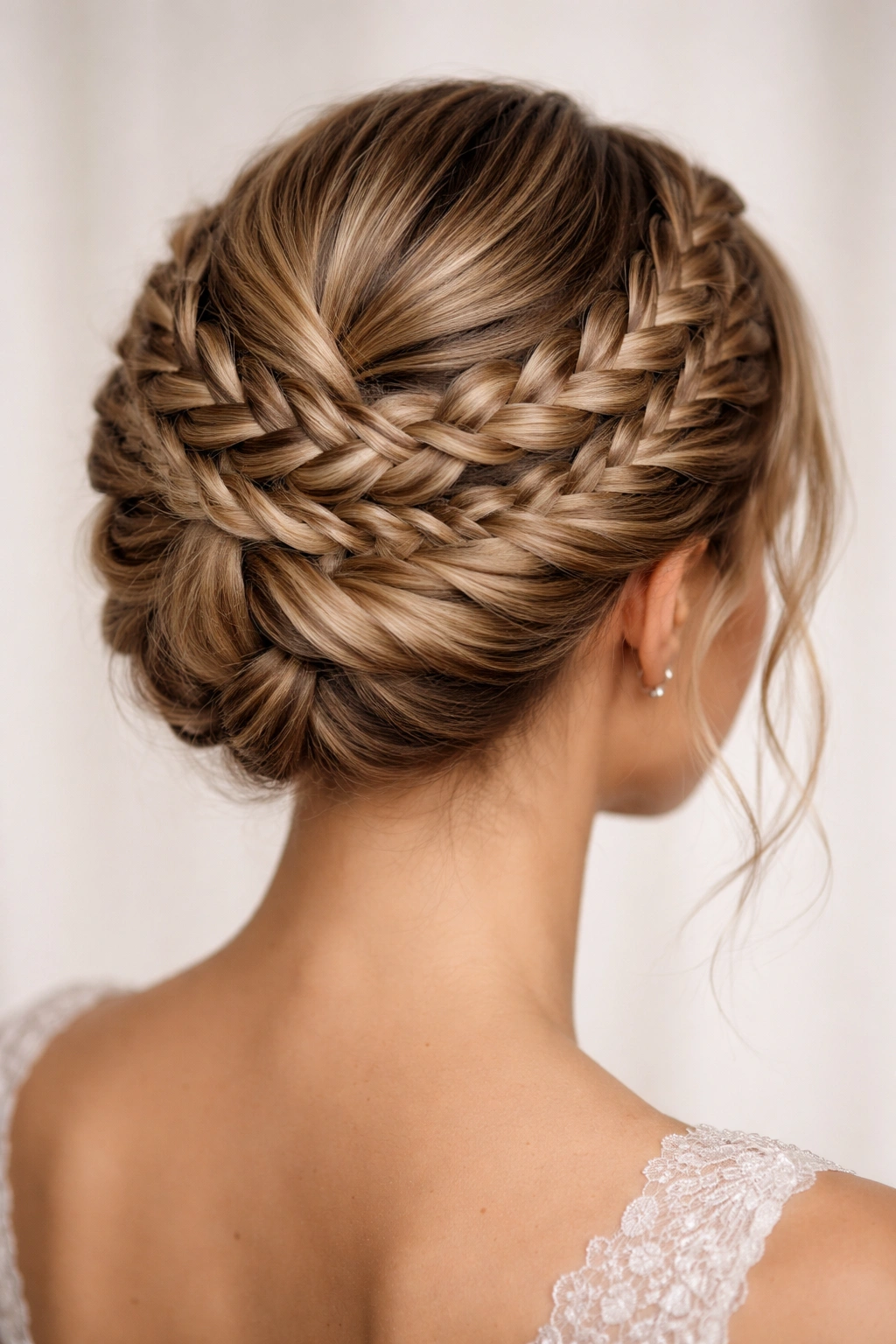 Hair crown made from multiple braids forming a halo around the head