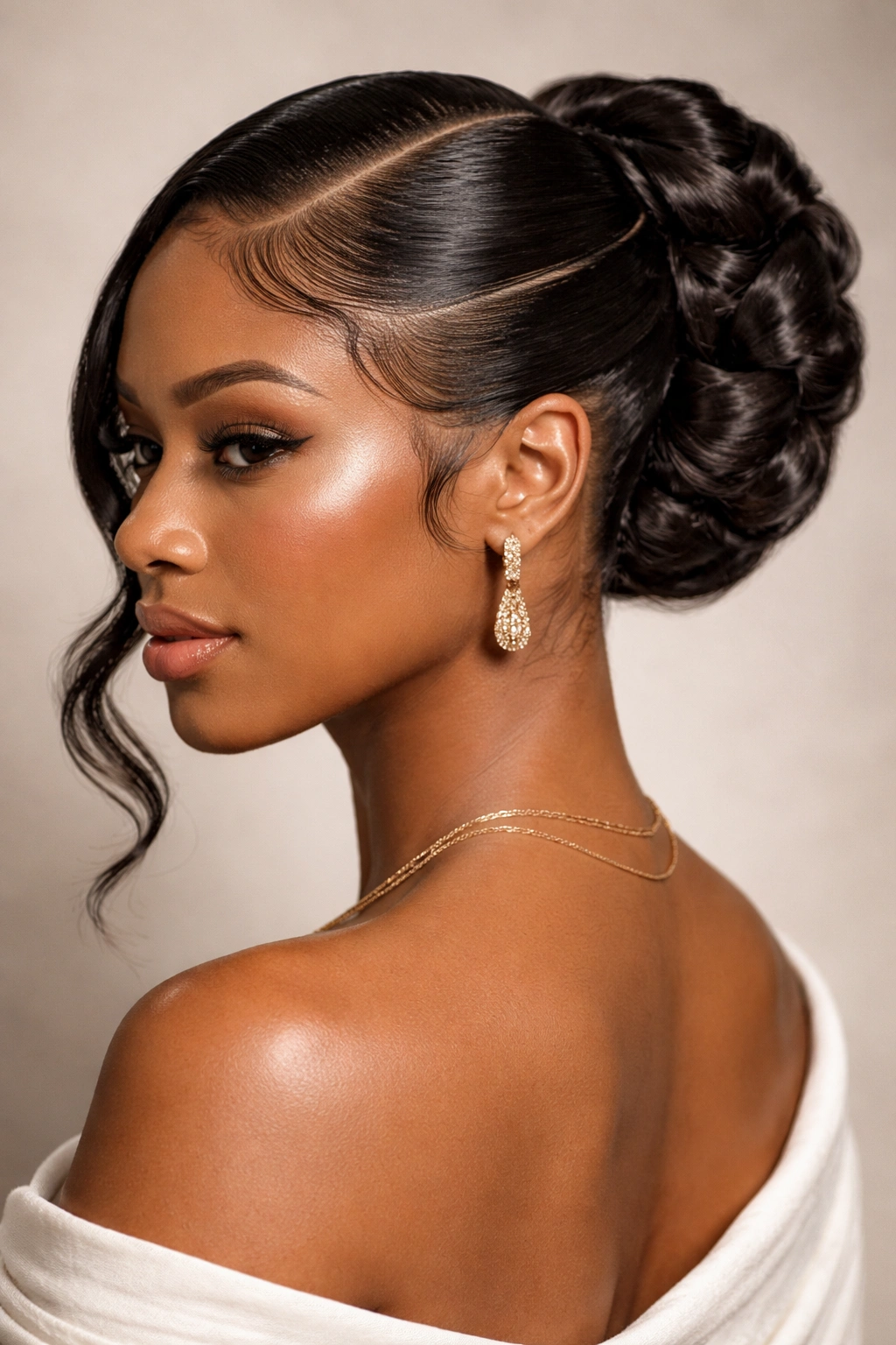 Head-and-shoulders view of multi-textured sculpted hairstyle