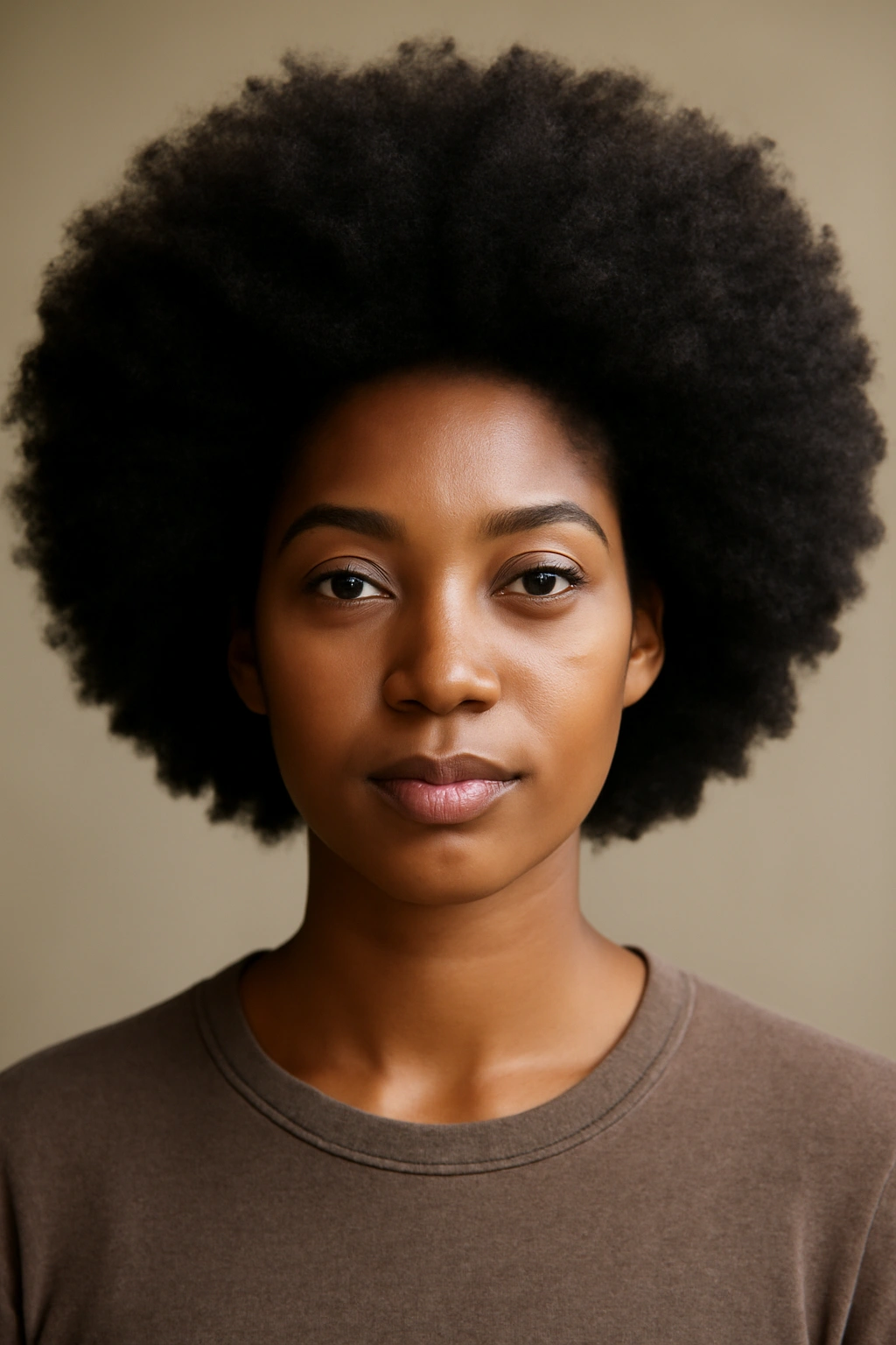 15 Afro Hairstyles for Every Length and Texture 1 Close-up of natural afro with defined coils and moisture in studio lighting