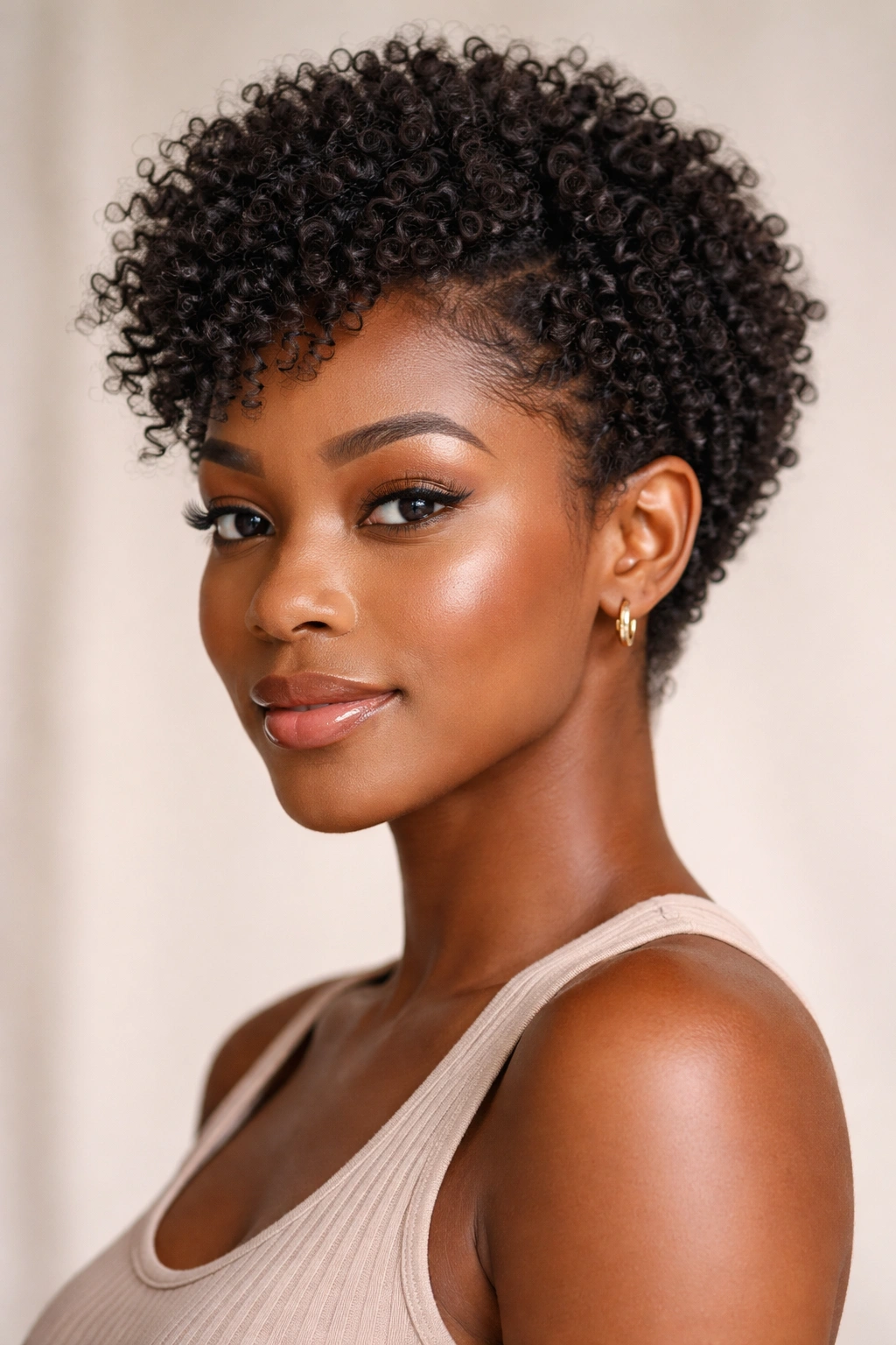 Close-up portrait of a Black woman with natural coil-out hair showing defined coils