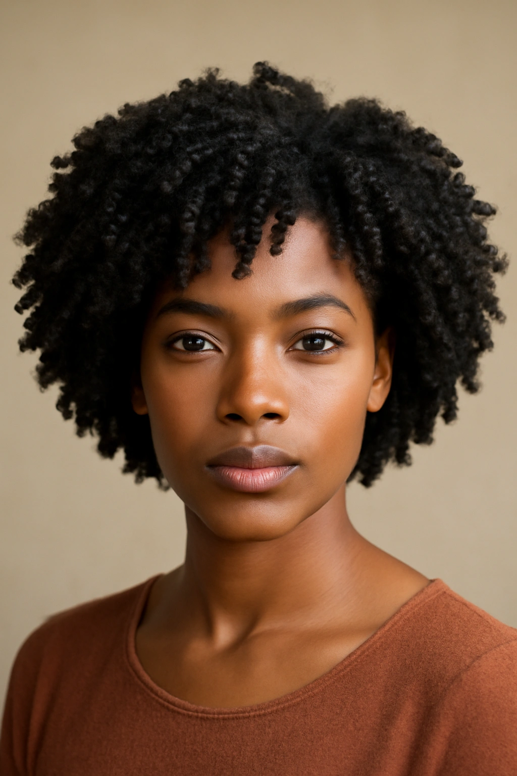 12 Bob Haircuts for Black Women Worth Bookmarking 12 Natural coily bob on a Black woman with defined coils in studio lighting