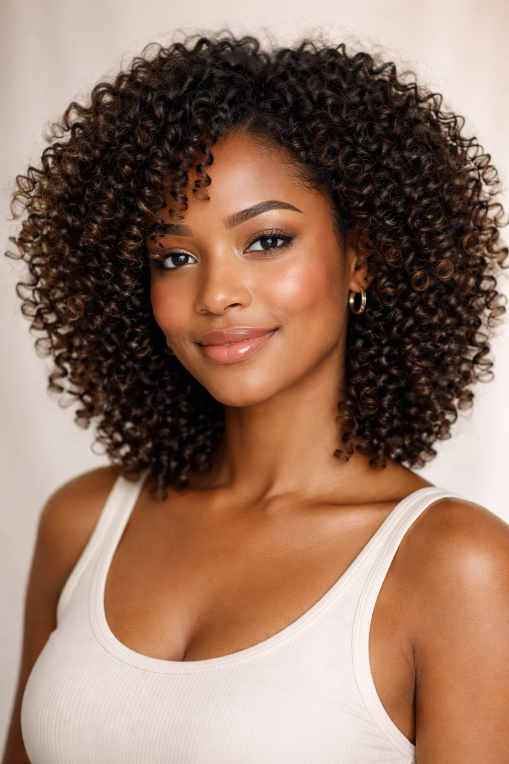 Close-up of natural curls and coils in defined pattern