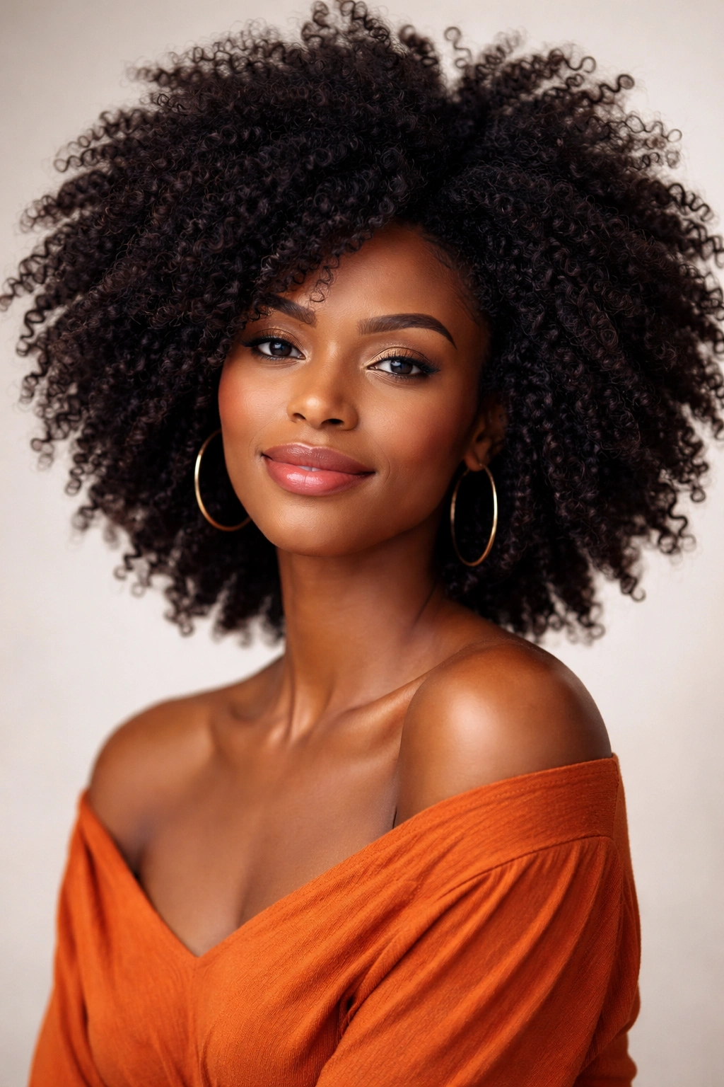 Portrait of a Black woman with natural hair in an empowering natural hairstyle