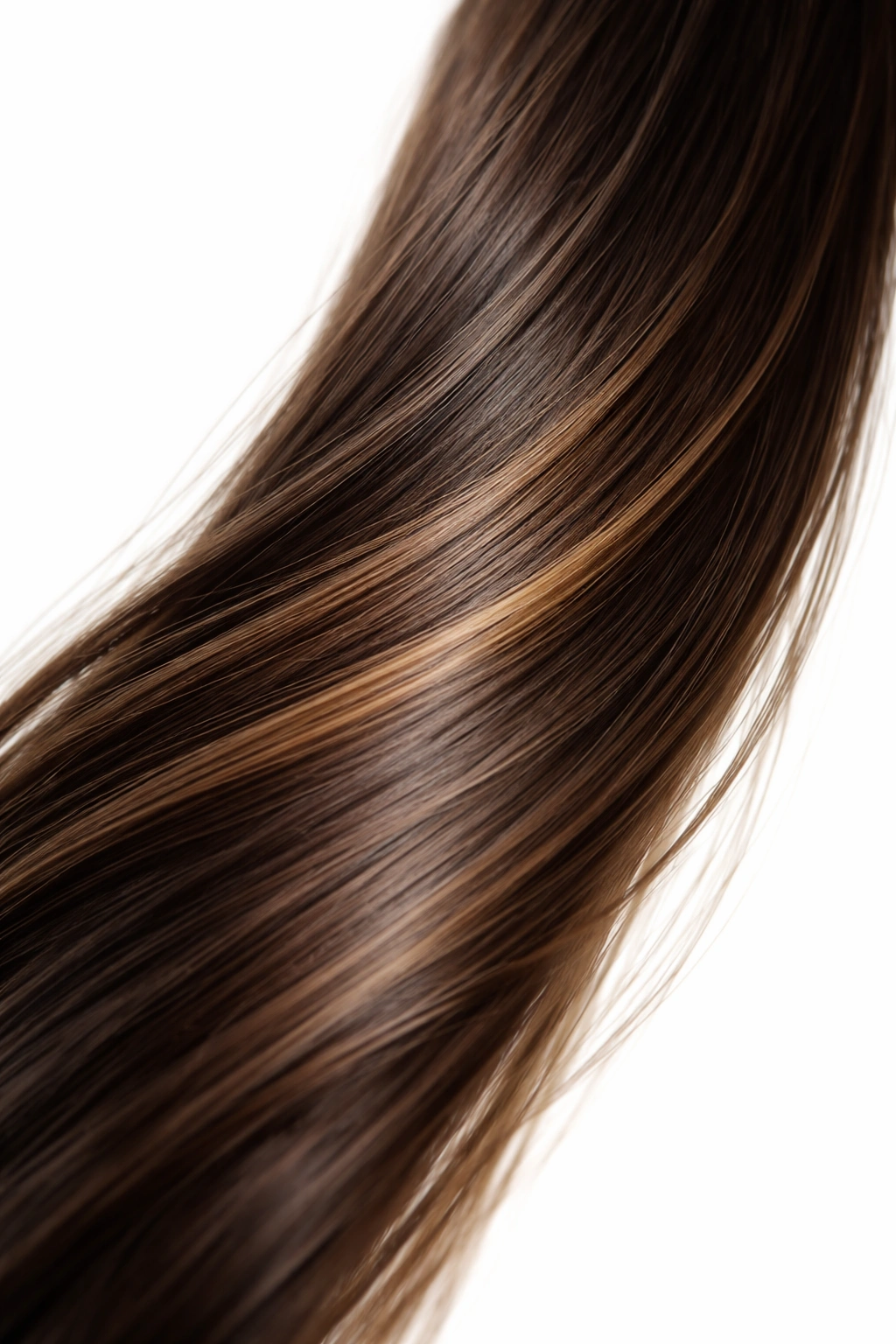 Hair strand with subtle lighter tones illustrating natural lightening approach