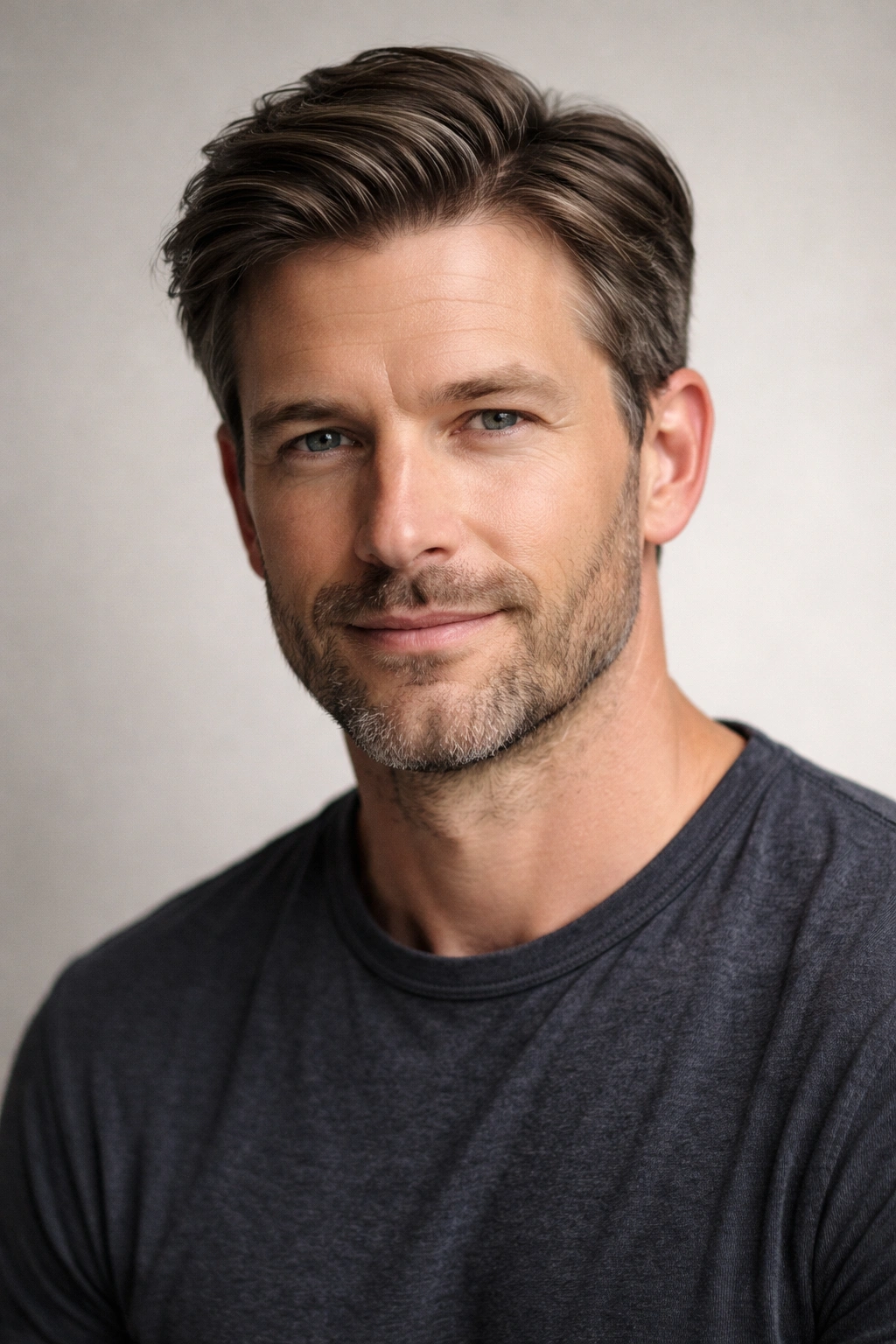 Man with natural part hairstyle with relaxed separation