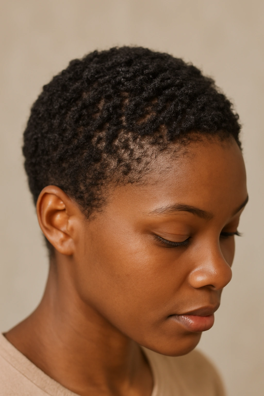12 Short Relaxed Hairstyles Black Women Will Love 12 Close-up of a head showing natural waves and curls in short relaxed hair