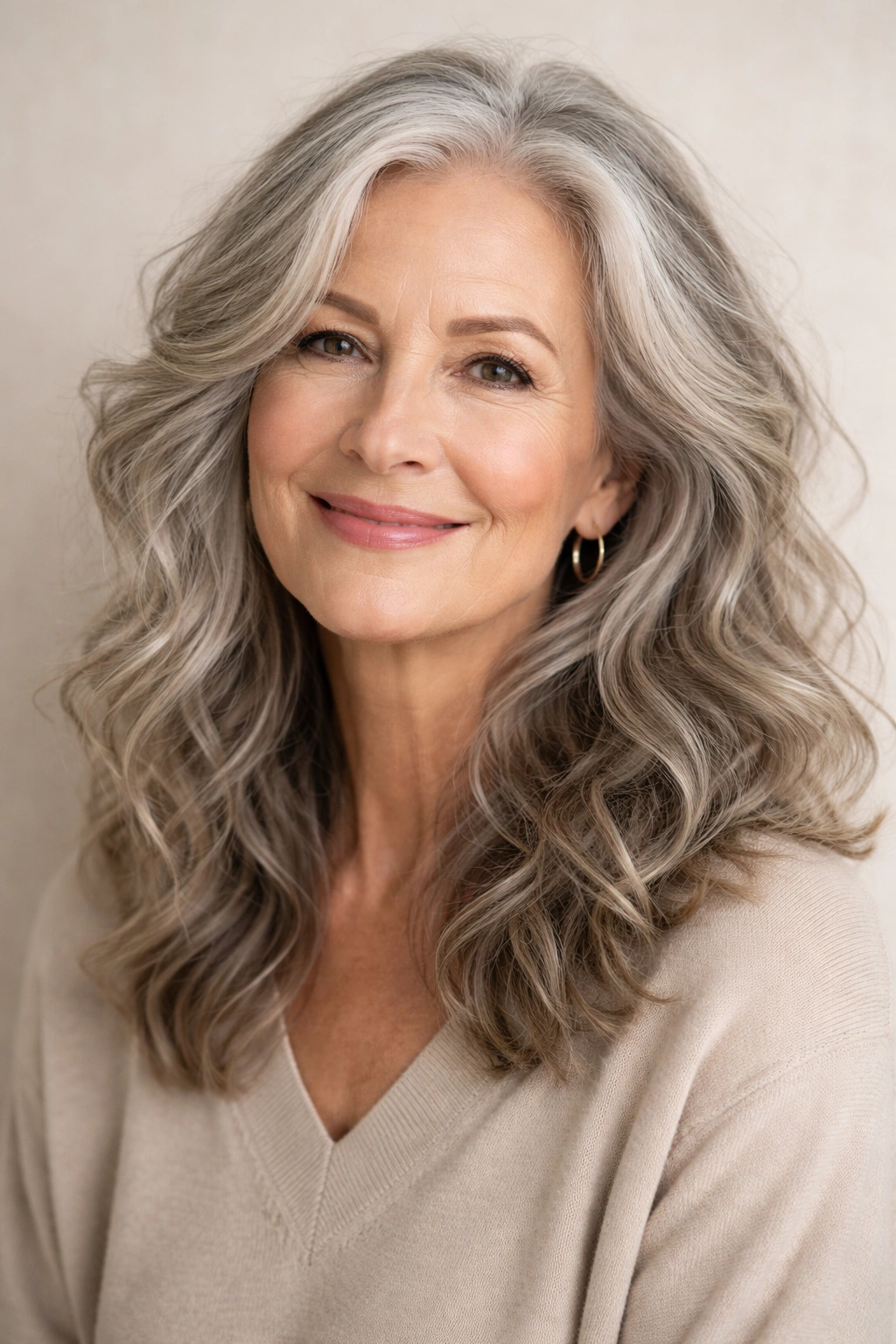 Portrait emphasizing natural wave or curl pattern in hair