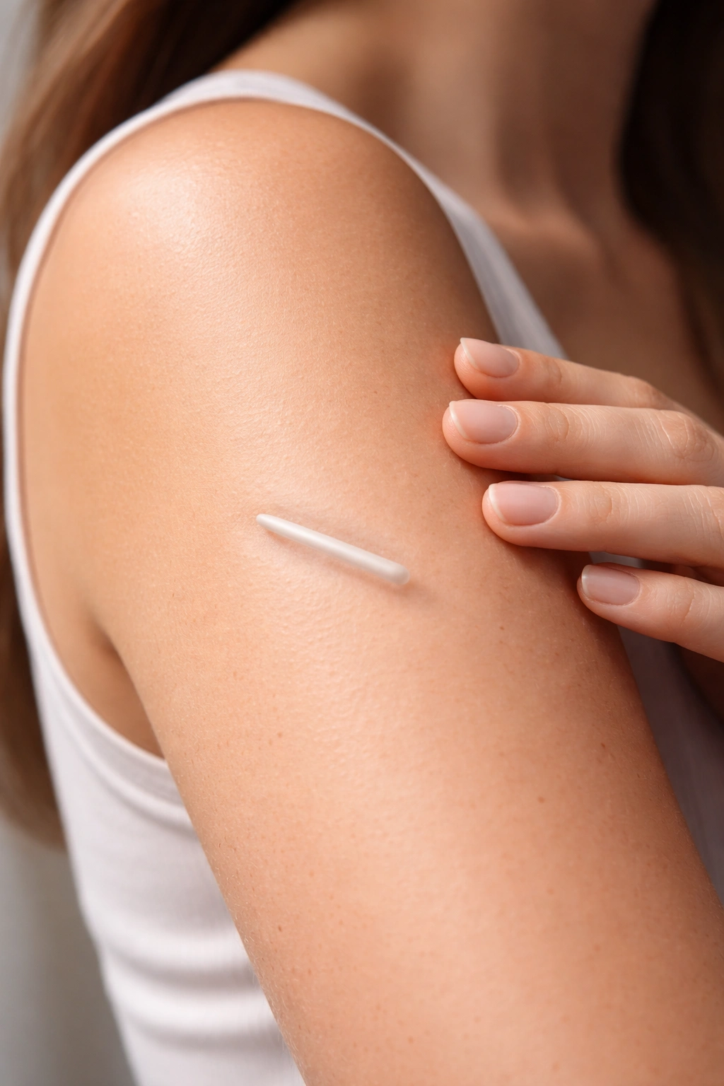 Upper arm with Nexplanon implant highlighting potential risk factors
