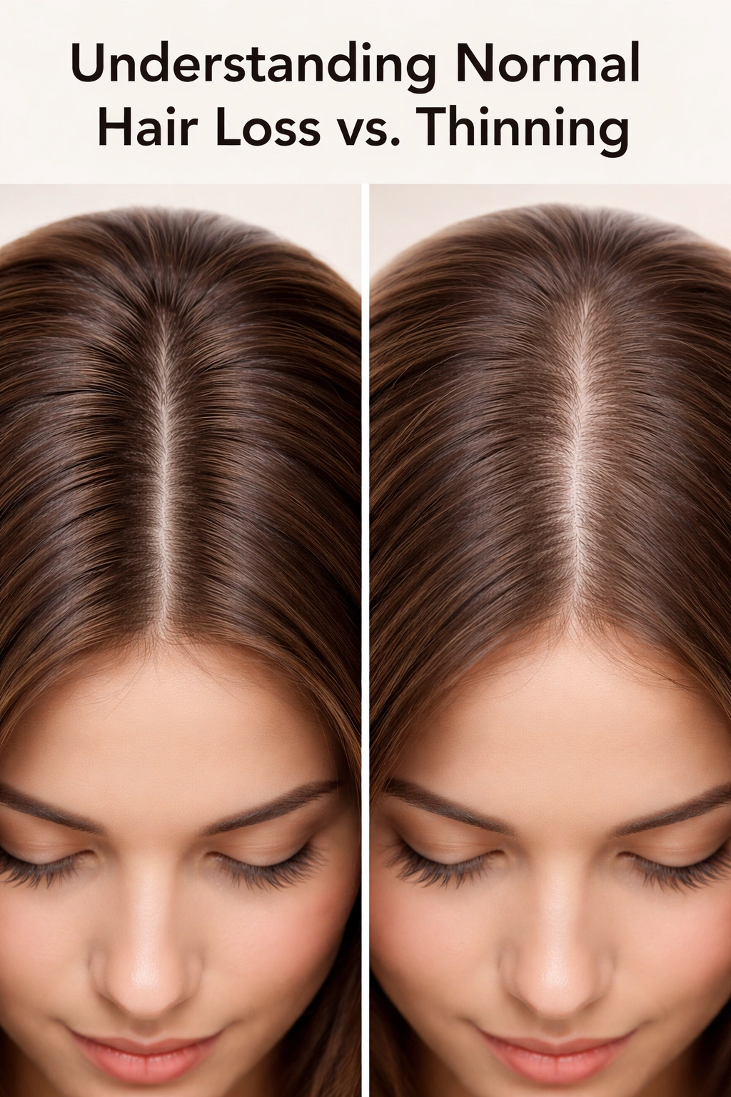 Side-by-side scalp density comparison showing normal shedding vs thinning