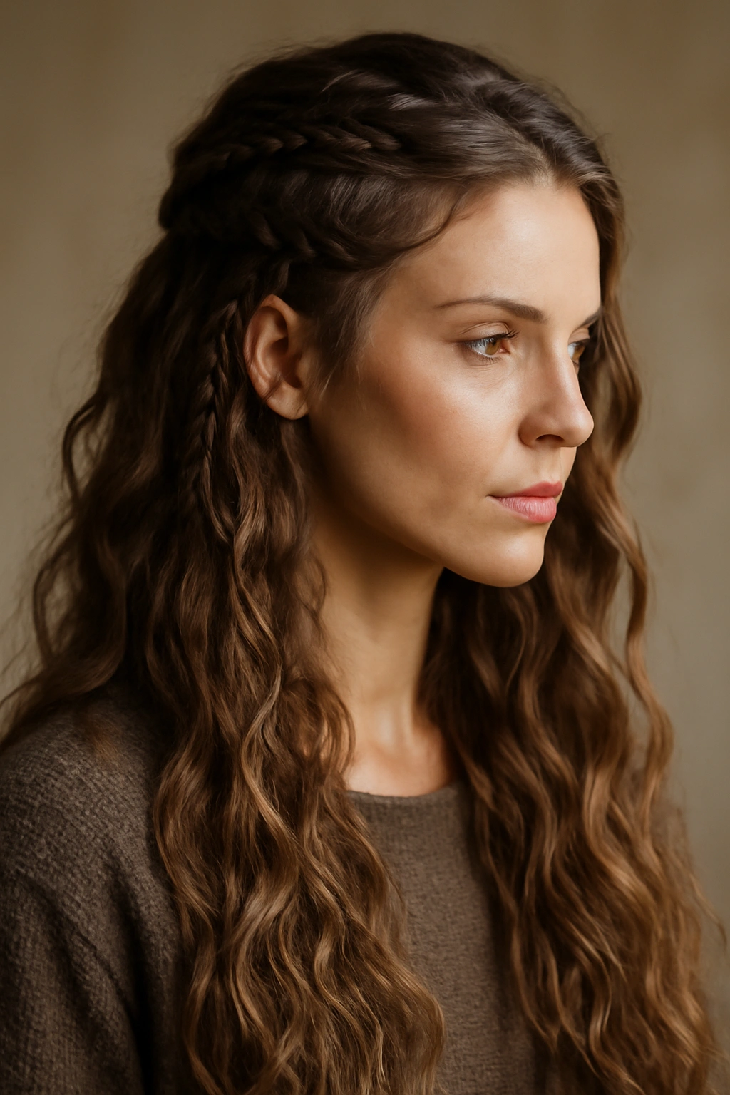8 Viking Inspired Haircuts Women Are Trying Right Now 4 Full head of Norse Waves with subtle integrated braids