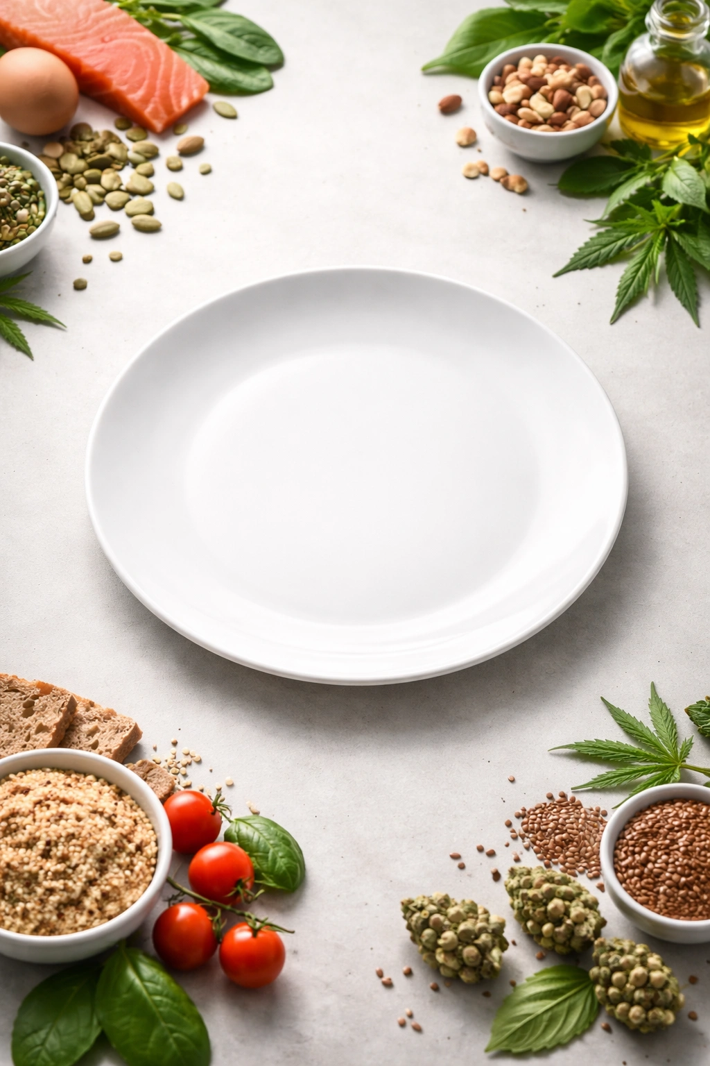 Empty plate on a plain surface representing nutritional deficiency