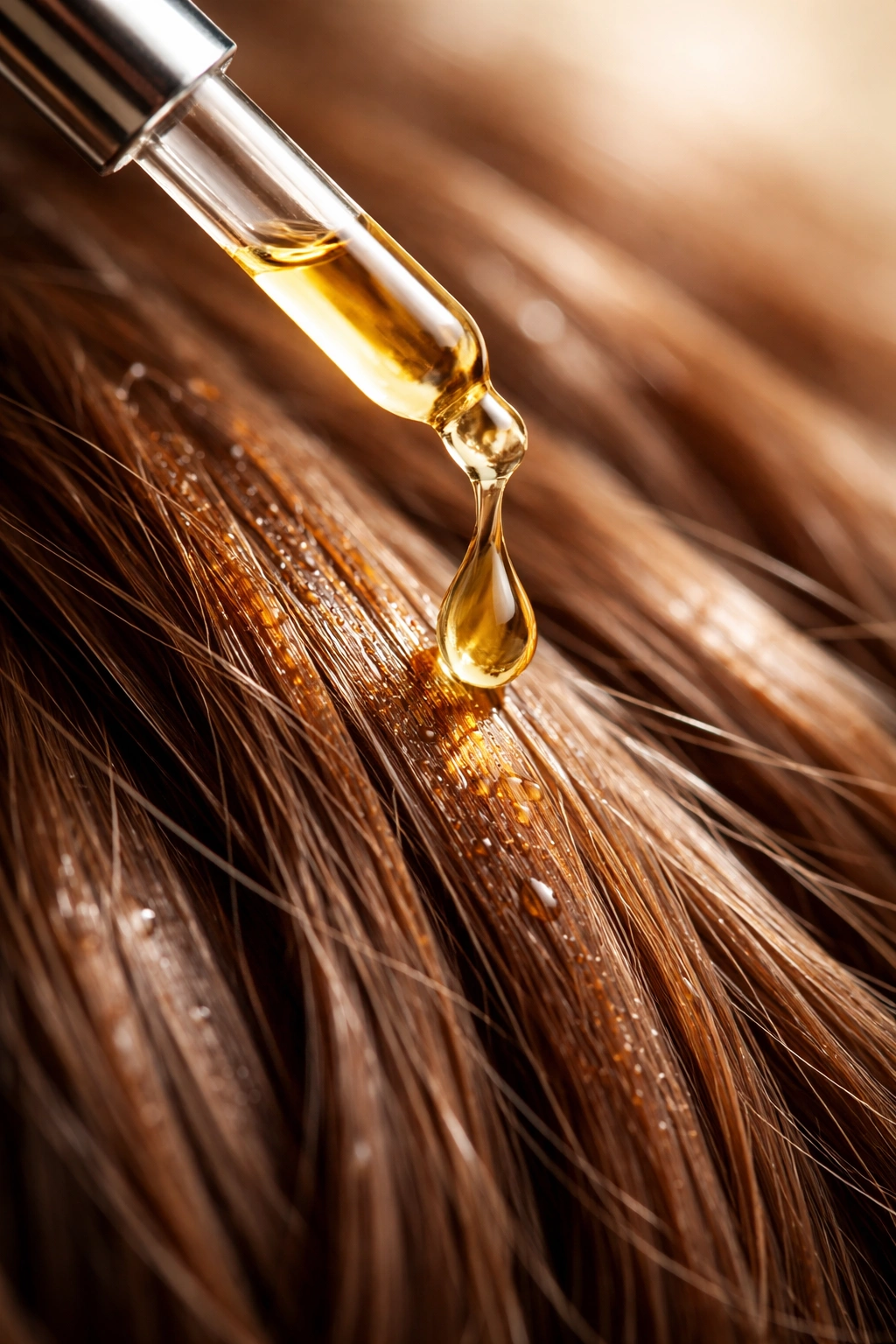 Drop of oil on damp hair strand illustrating Tips to Maximize Results