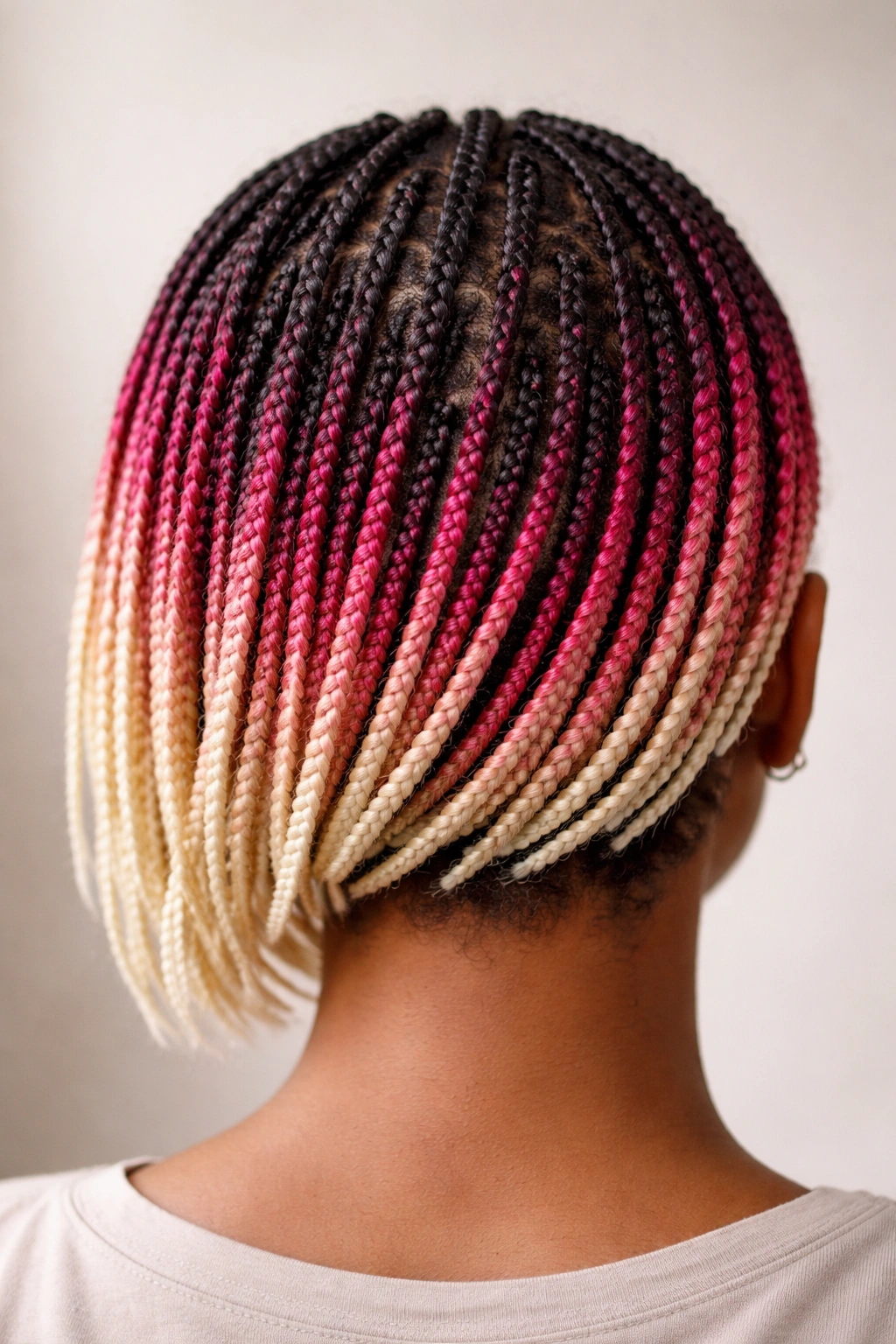 15 Box Braid Styles That Look Great On Short Hair 13 Close-up of short hair with dark-to-light ombre box braids from root to tip