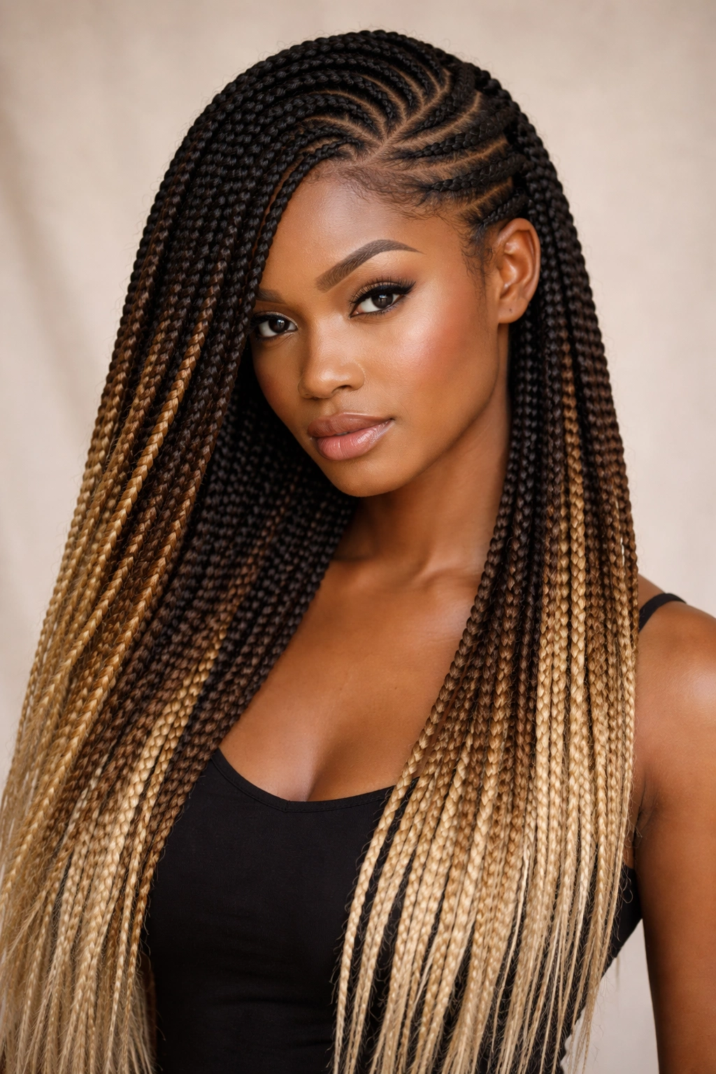 10 Side Part Two Braid Looks Black Women Love 10 Ombré braids with a dramatic side part showing color gradient along length