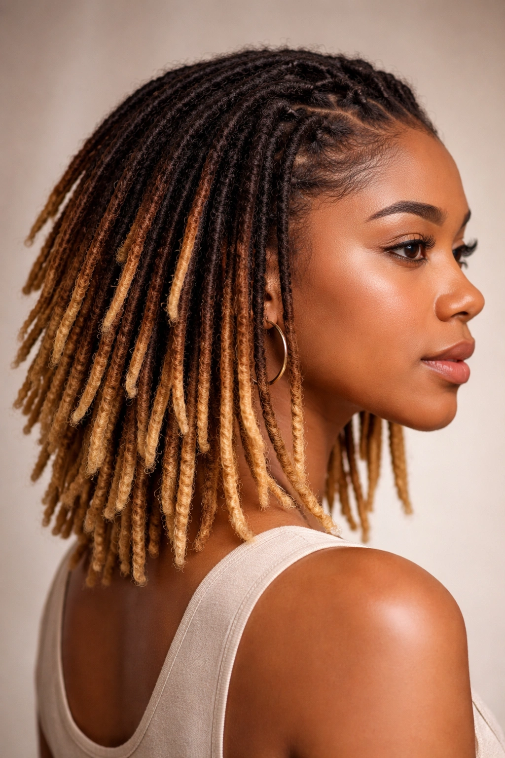 Close-up of ombré dreadlocks with root-to-tip gradient