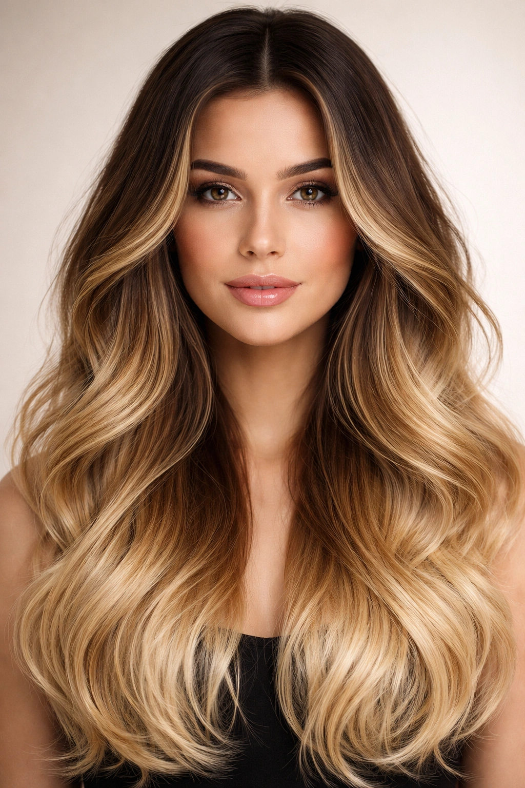 Close-up of ombré hair gradient from dark roots to light ends