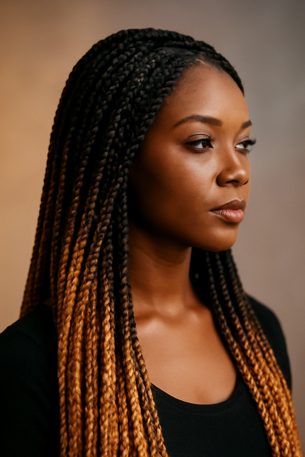 15 Knotless Braid Styles Black Women Are Wearing Now 3 Knotless braids with ombre color transition from root to tip