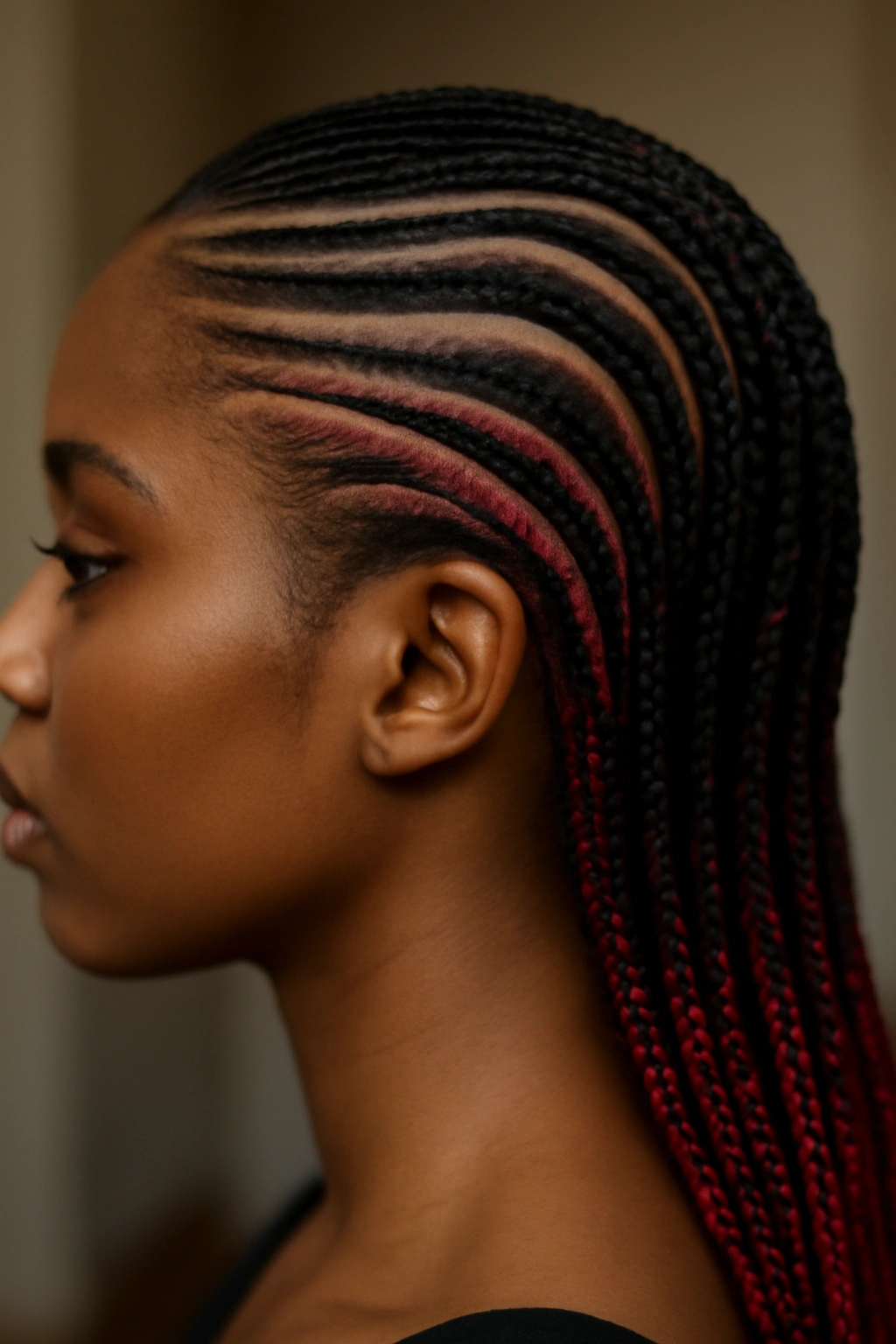 10 Line Design Hairstyles Black Women Are Wearing 6 Ombré line designs with black to burgundy gradient along hair