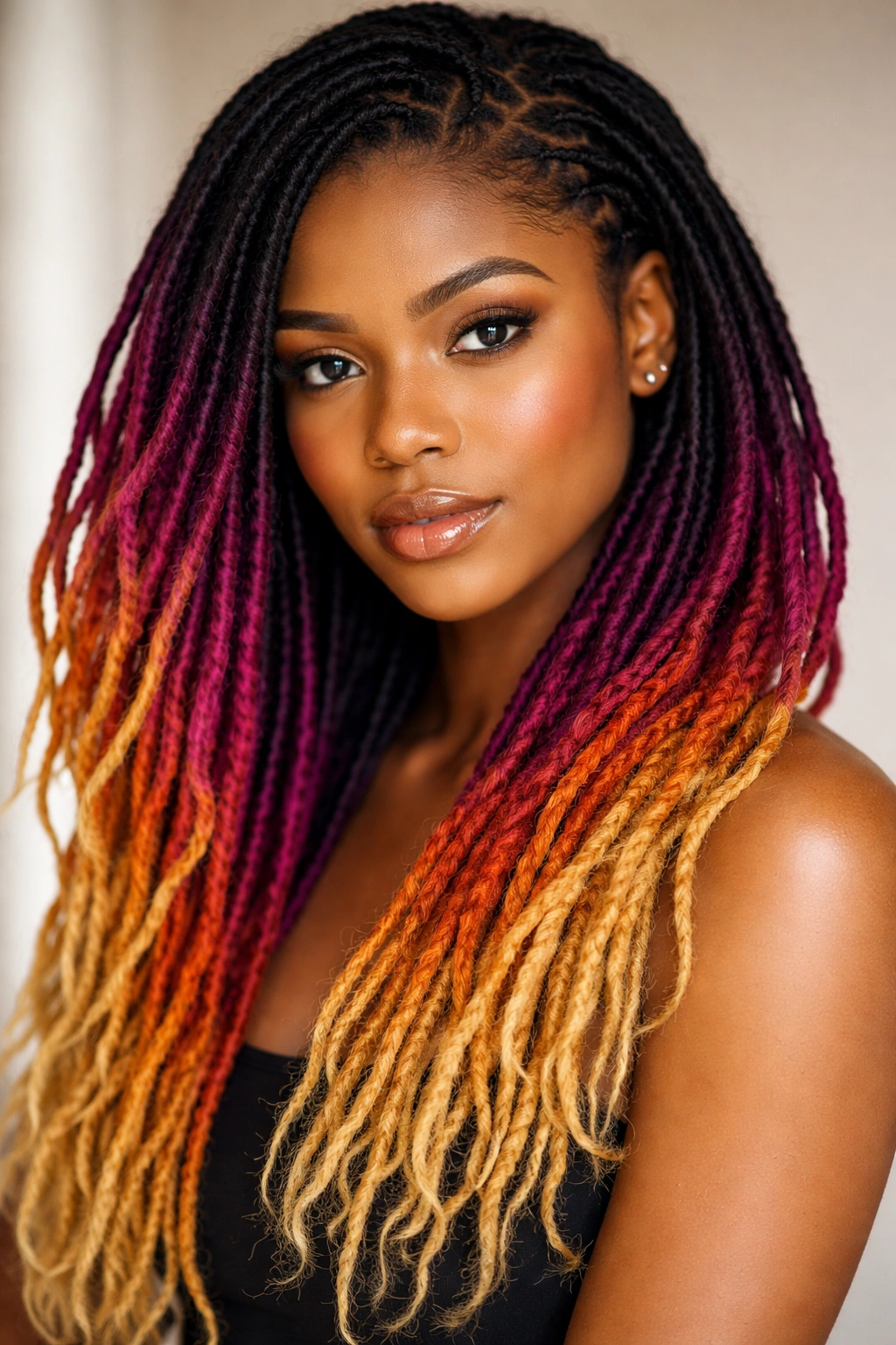 20 Loc Styles For Every Length From Short To Waist 18 Locs with dark roots fading to lighter tips in ombre color