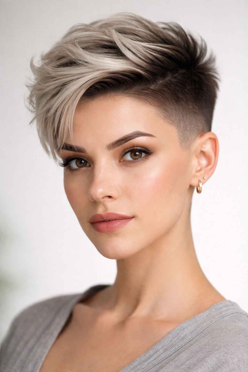 Close-up of a head with an ombre undercut showing root-to-tip color gradient.
