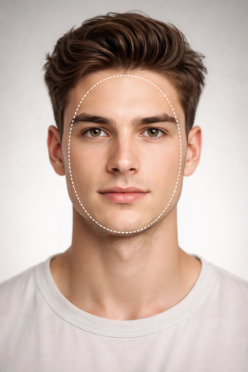 Close-up silhouette of an oval face shape highlighting symmetry