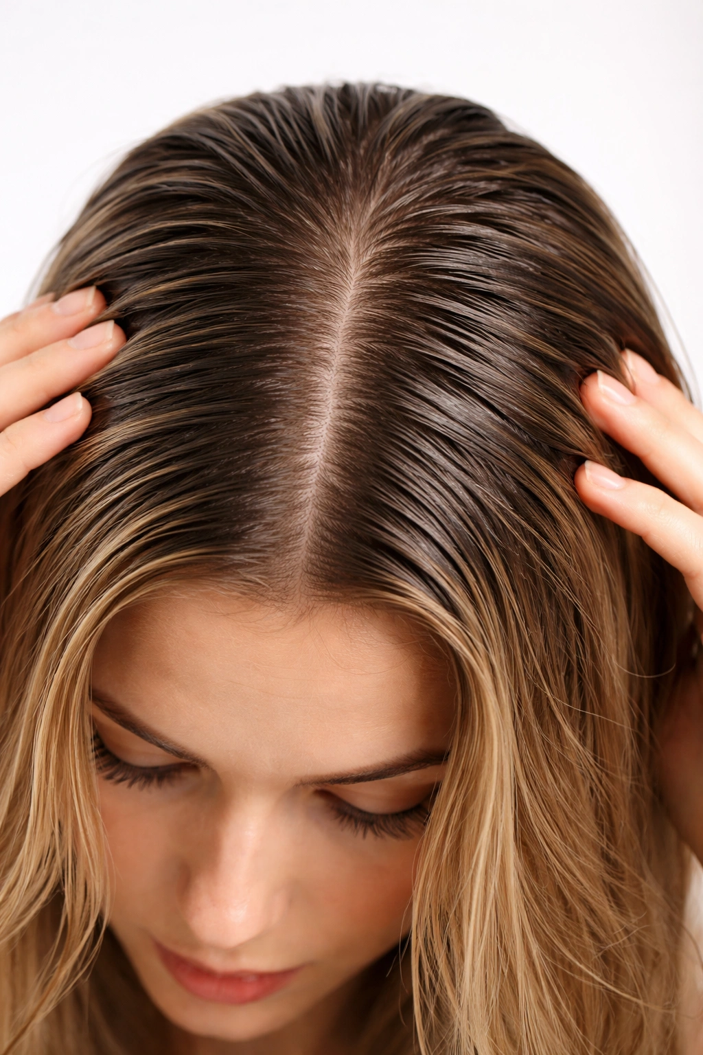 Oily, limp hair indicating over-treated coconut oil.