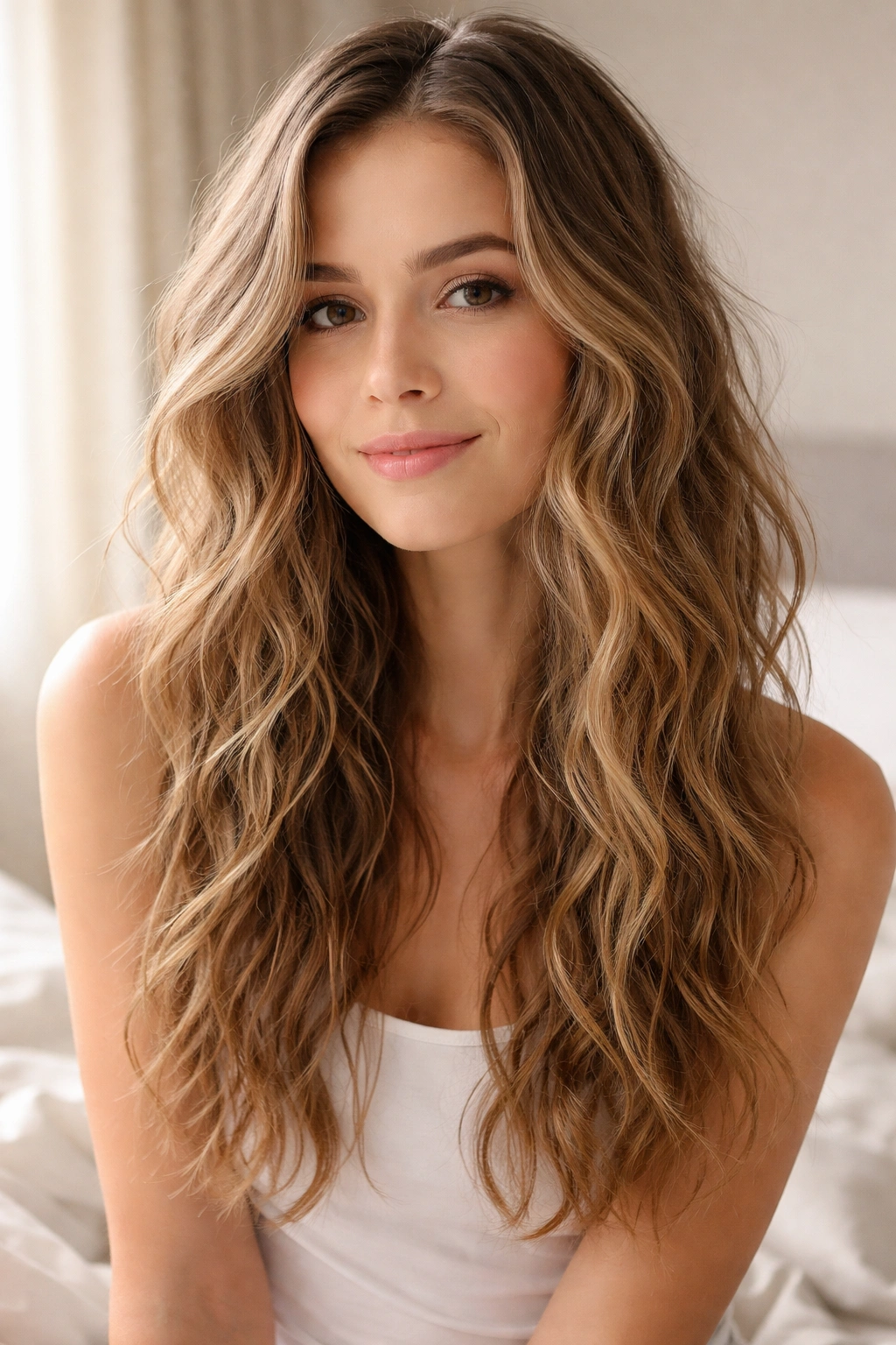 Morning waves created from overnight twists on damp hair framing the face