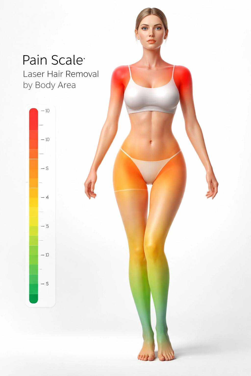Abstract color gradient indicating pain intensity along a limb without text.