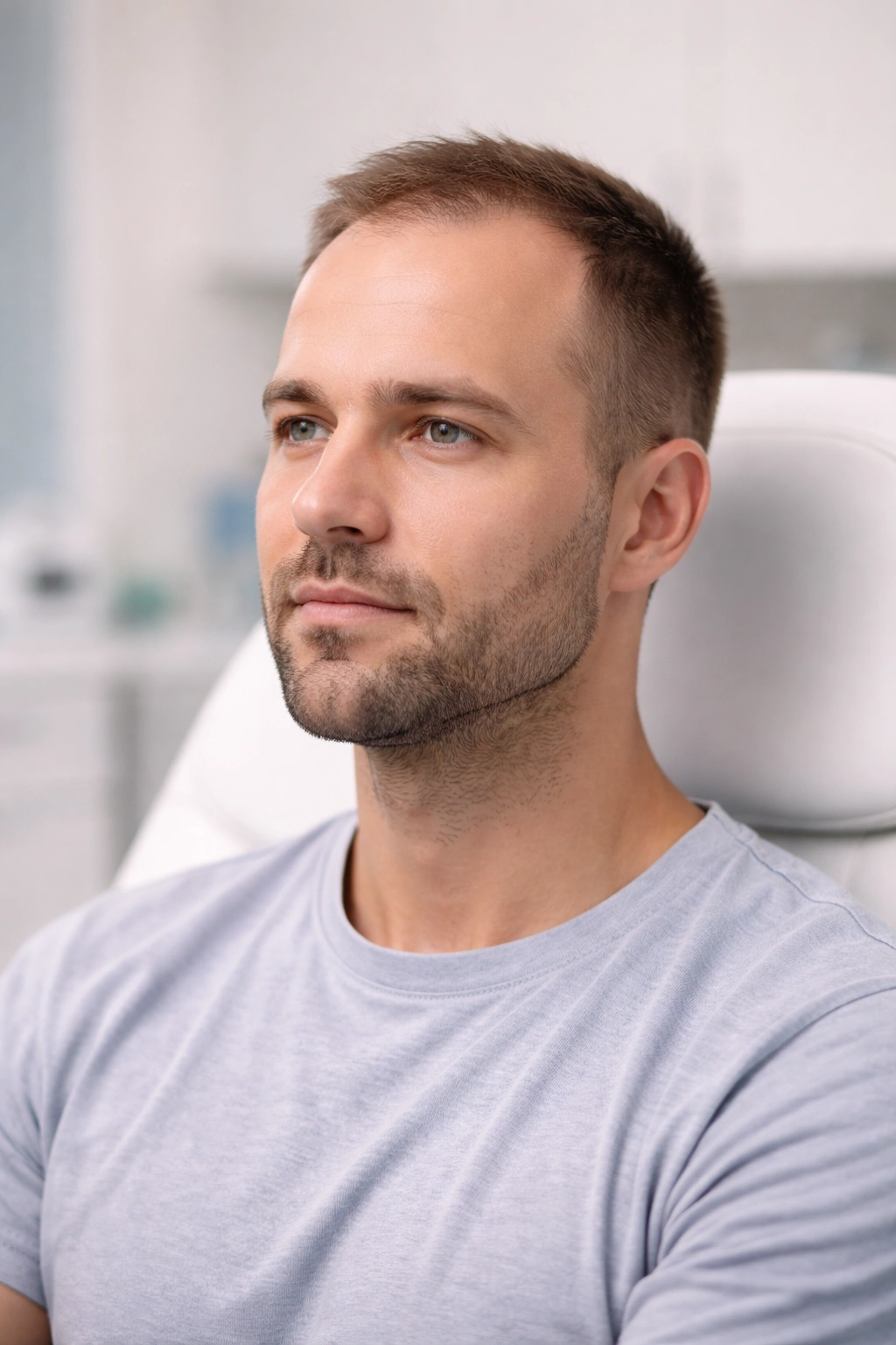 Portrait of patient in clinic illustrating individual pain tolerance