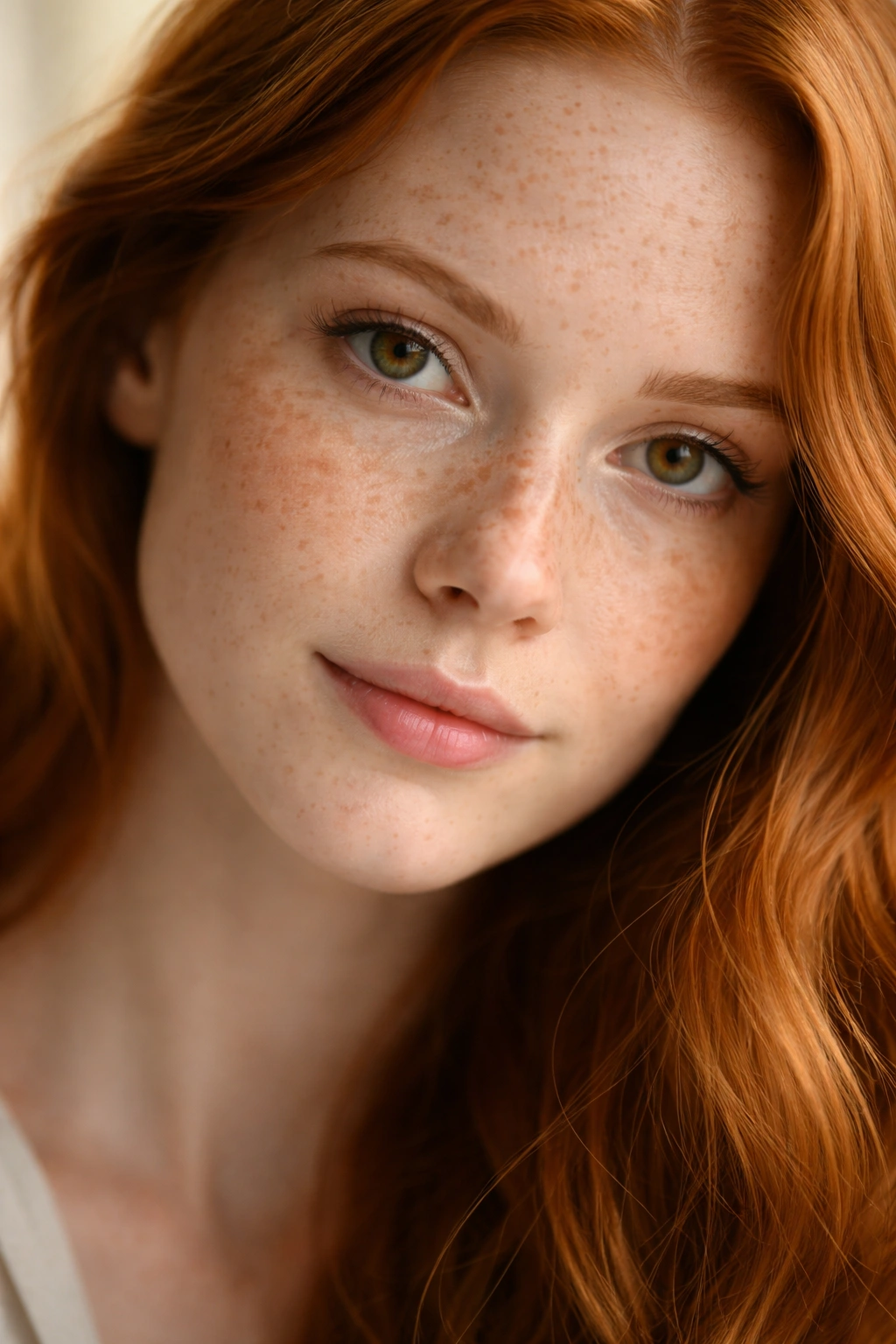 Close-up of pale freckled skin with copper hairs at edge.