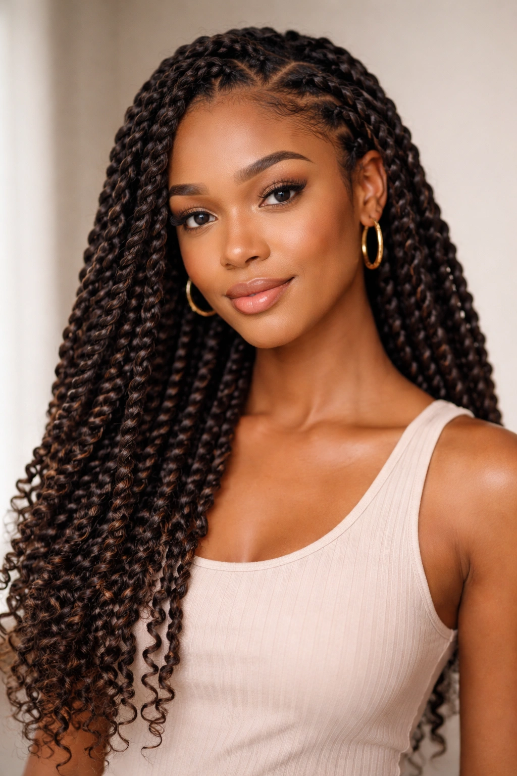 25 Natural Hairstyles For Coily And Curly Textures 7 Close-up of a person wearing passion twists with Marley hair in a lightweight protective style