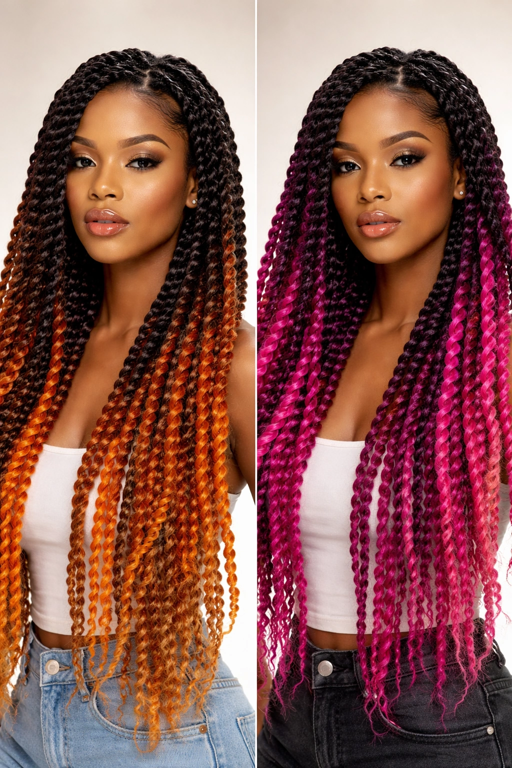 Passion twists with ombré color showing gradient extensions