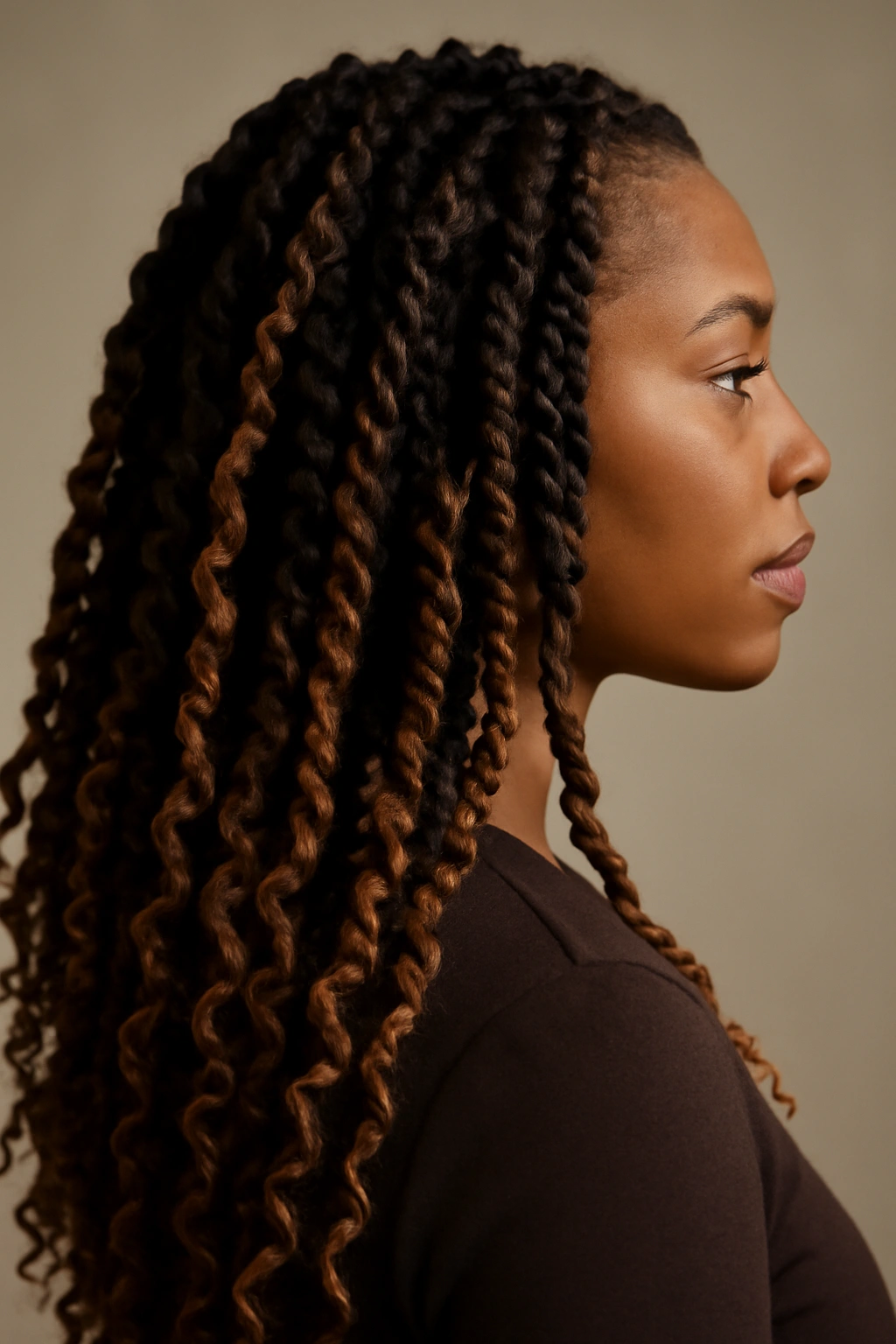15 Natural Braid Styles Black Women Are Wearing Now 6 Passion twists with wavy extensions showing textured depth