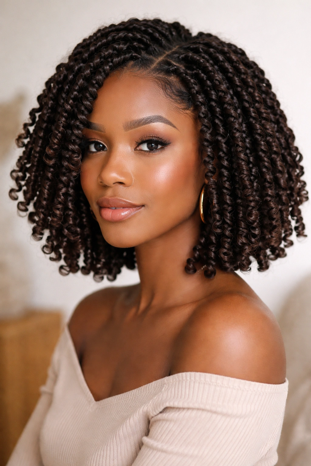 15 Short Twist Styles For Every Natural Hair Texture 3 Passion twists with rope-like texture on short hair