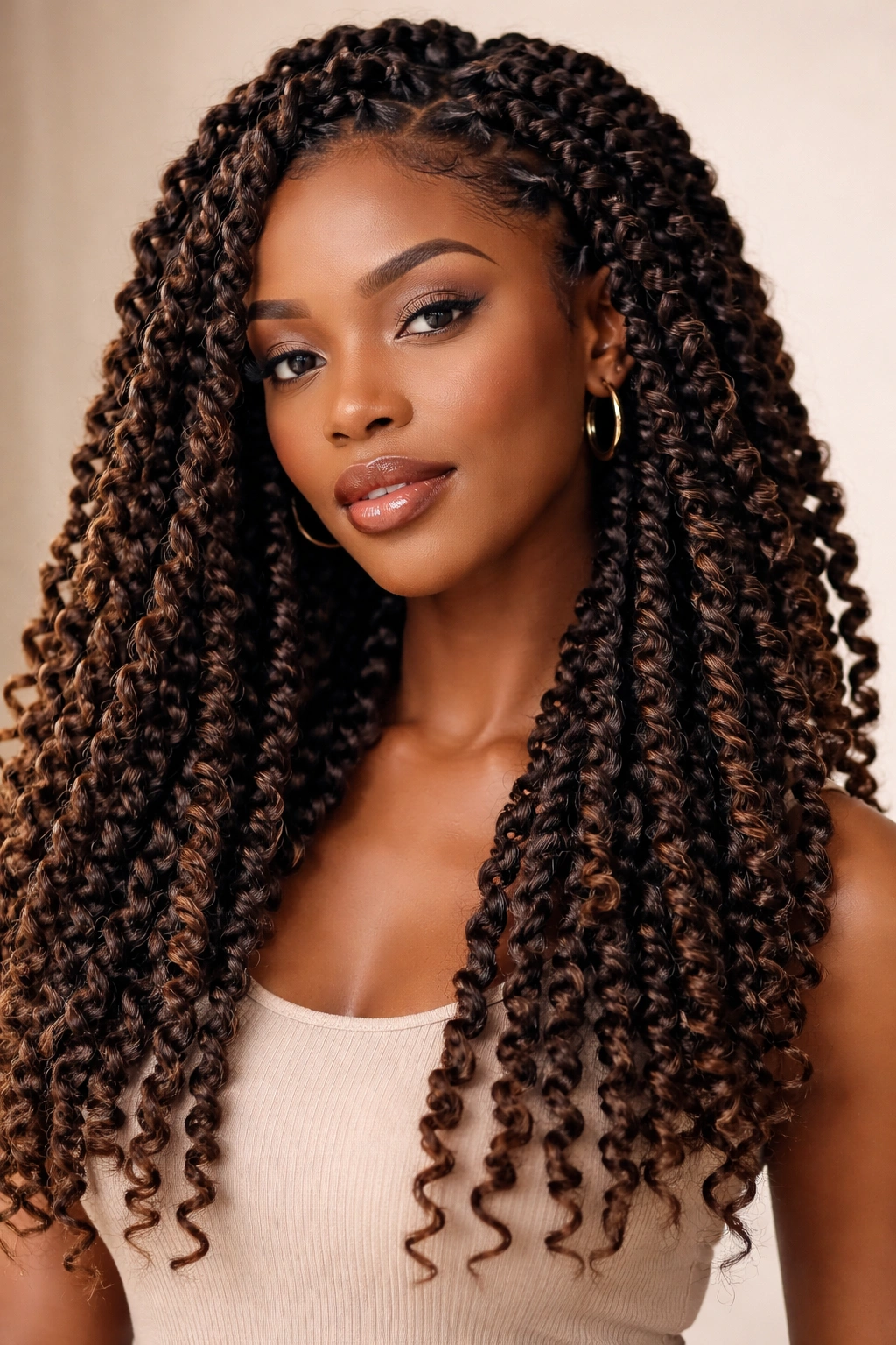 Close-up of passion twists with dimensional texture and volume
