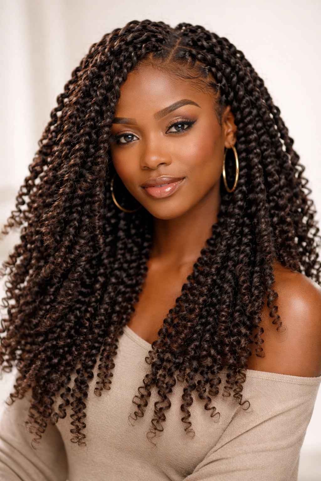 Close-up of soft passion twists with springy coils