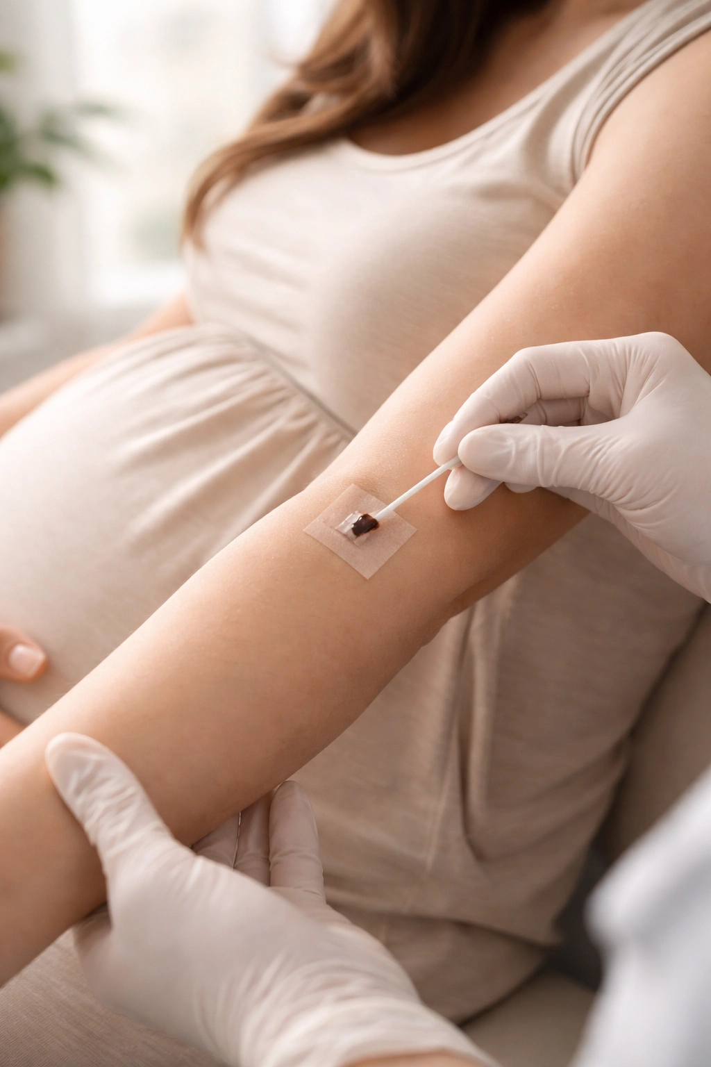 Patch test applied to inner elbow skin