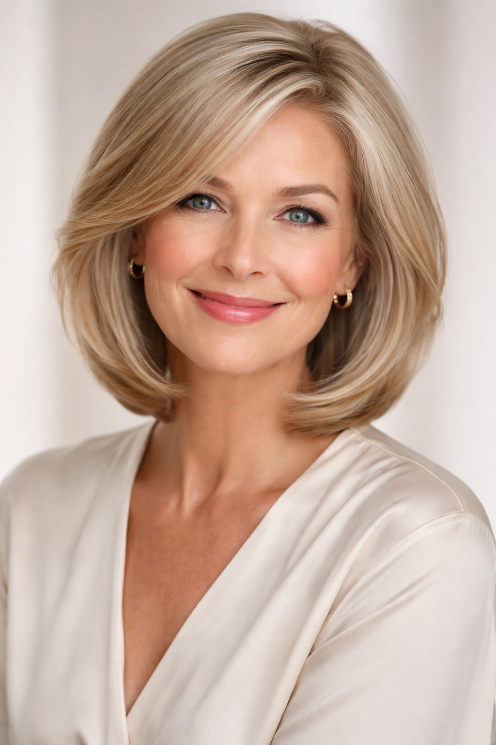 Confident woman with polished hair looking satisfied