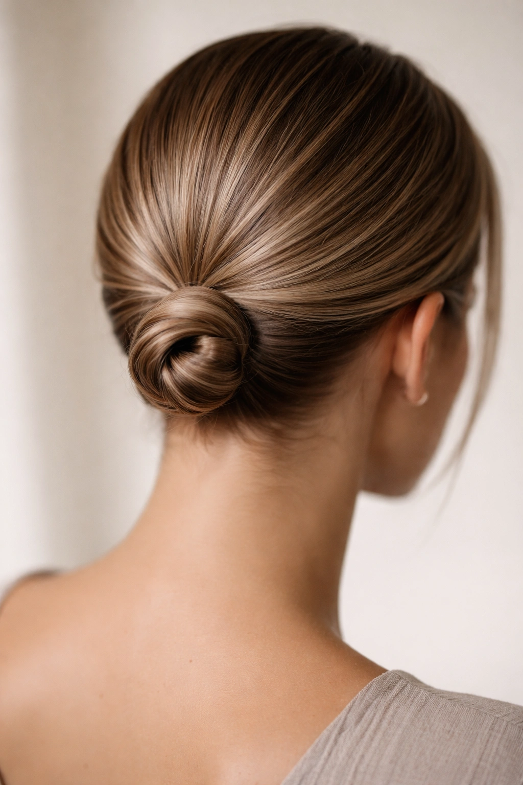 15 Easy Updos That Actually Work On Short Hair 5 Sleek pencil bun at the nape of the neck on short hair