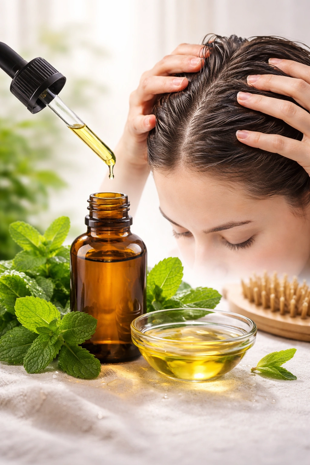 Peppermint oil bottle ready for use