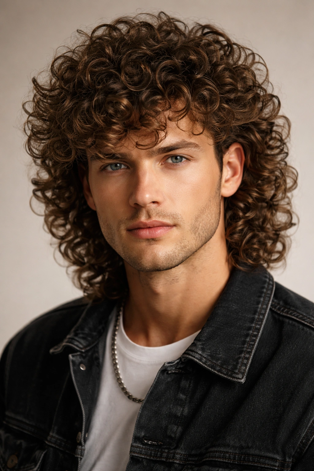 Close-up of a perm with voluminous curls and textured waves