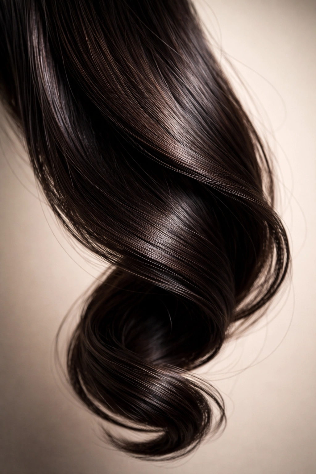 Close-up of a dark hair strand showing deep pigment to represent stubborn permanent dye