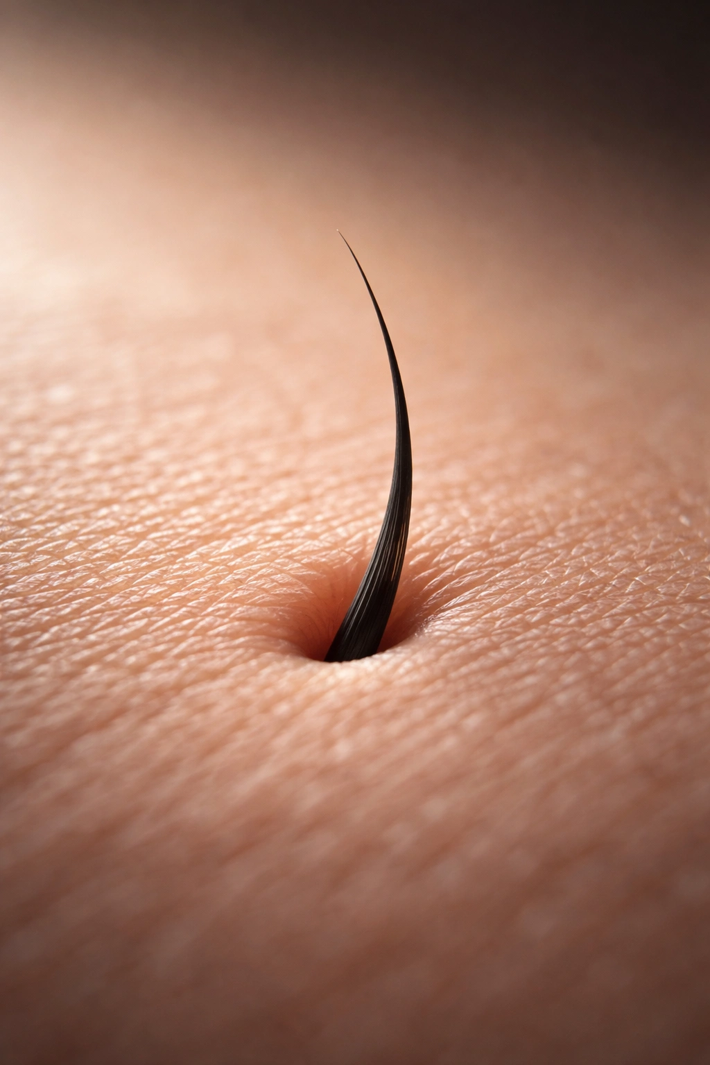 Macro close-up of a facial hair follicle on skin
