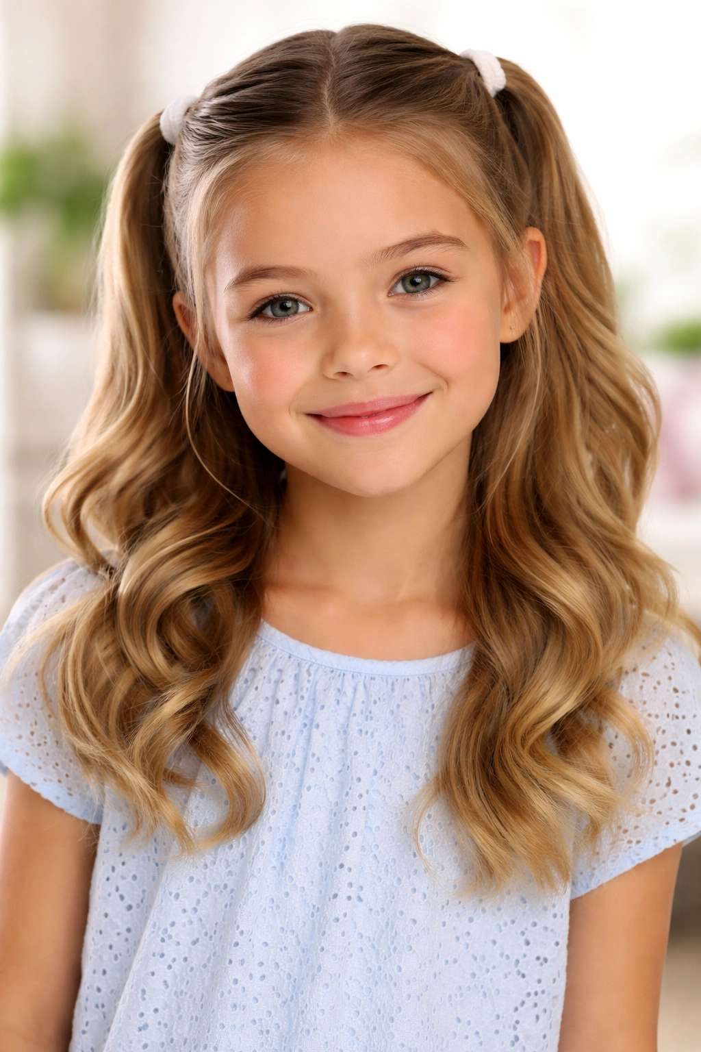 Child with a comfortable, neat picture-day hairstyle ready for photos