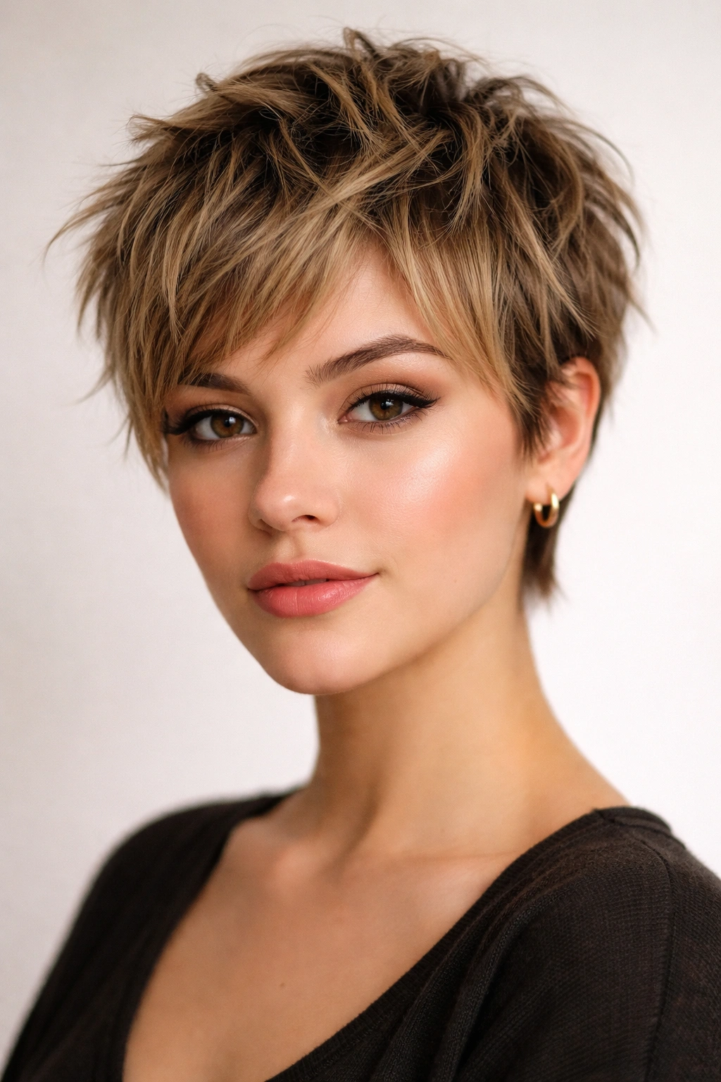 Piecey crop hairstyle with separate chunky pieces and texture