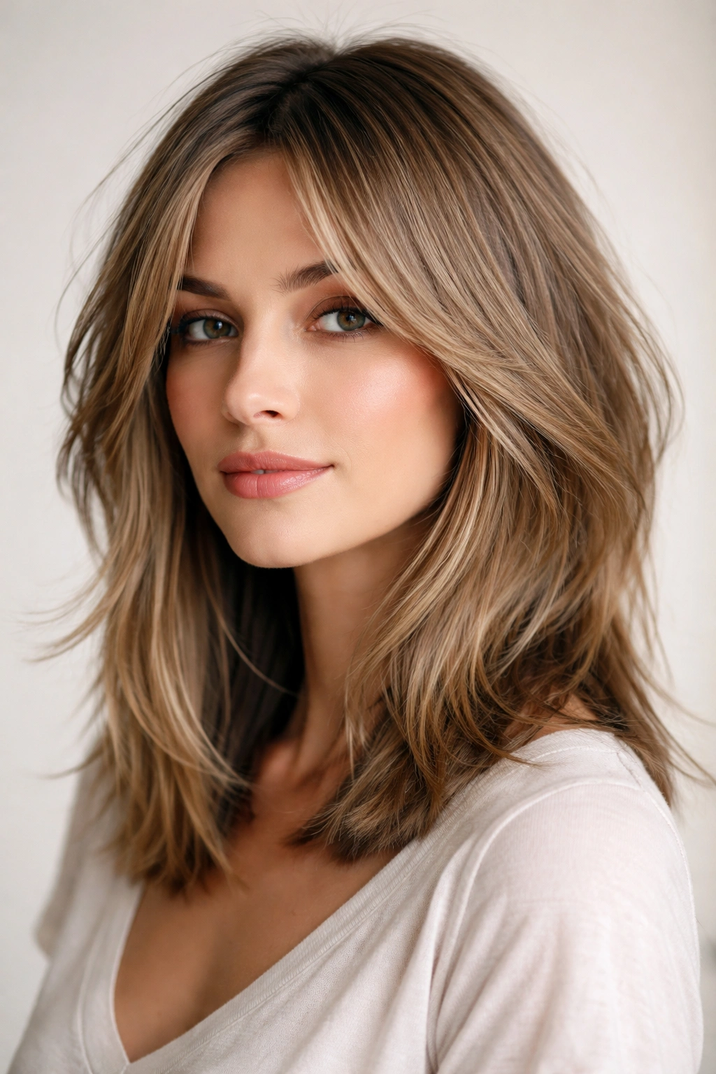 Piecey Lob Layers on a model, showing multiple planes of texture and motion.