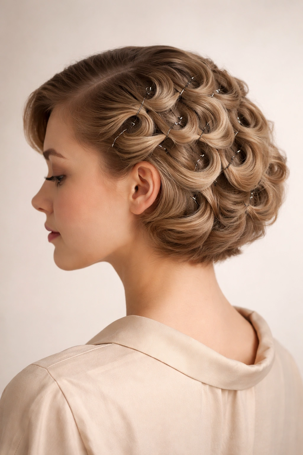 Short bob with pin curls forming S-waves