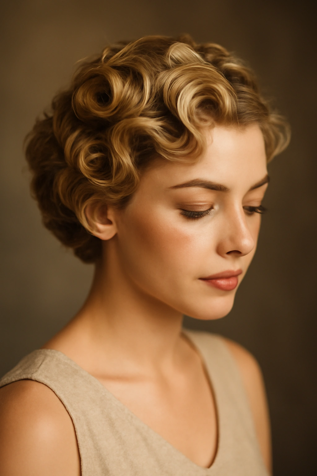Going to Prom With Short Hair? 10 Styles to Try 7 Close-up of short hair styled in pin curls released into soft vintage waves.