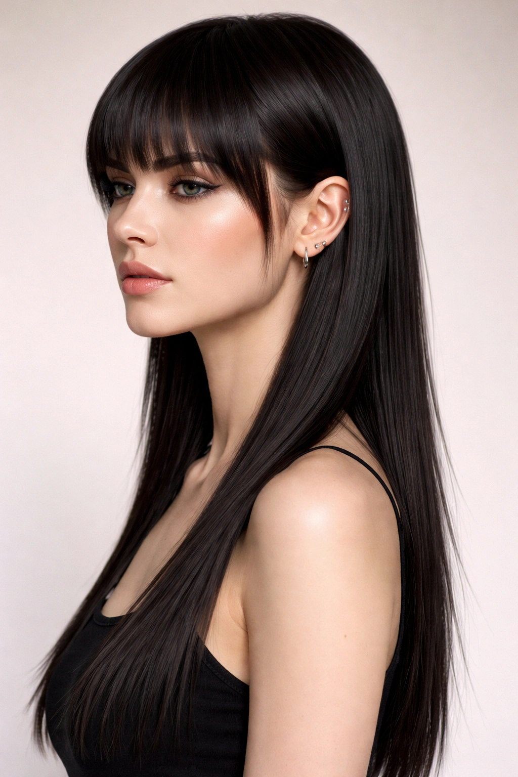 15 Mullet Shag Cuts With The Best Of Both Styles 15 Portrait of pin-straight mullet shag with blunt front and long straight back