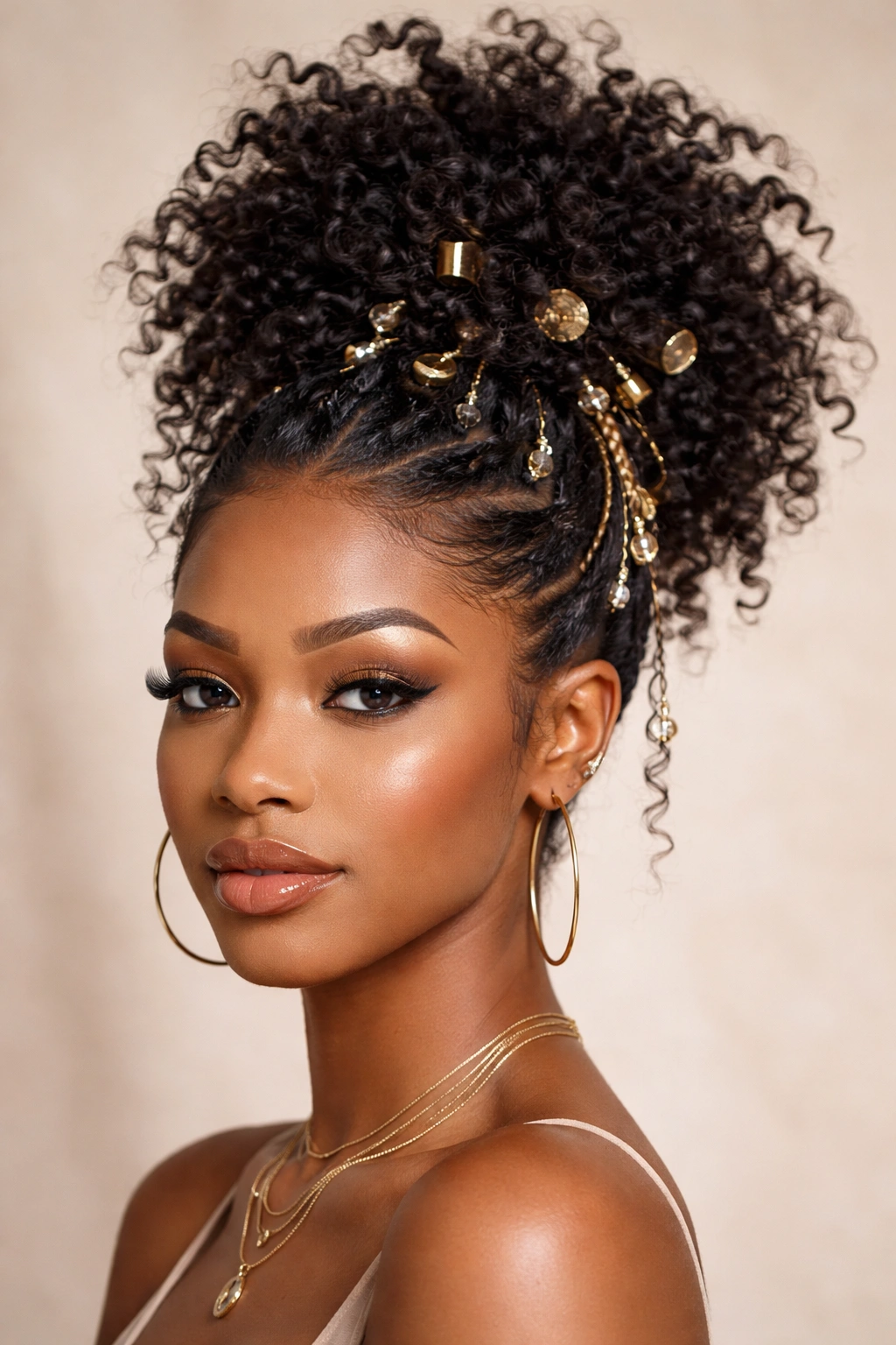 Pineapple waves with decorative hair accessories